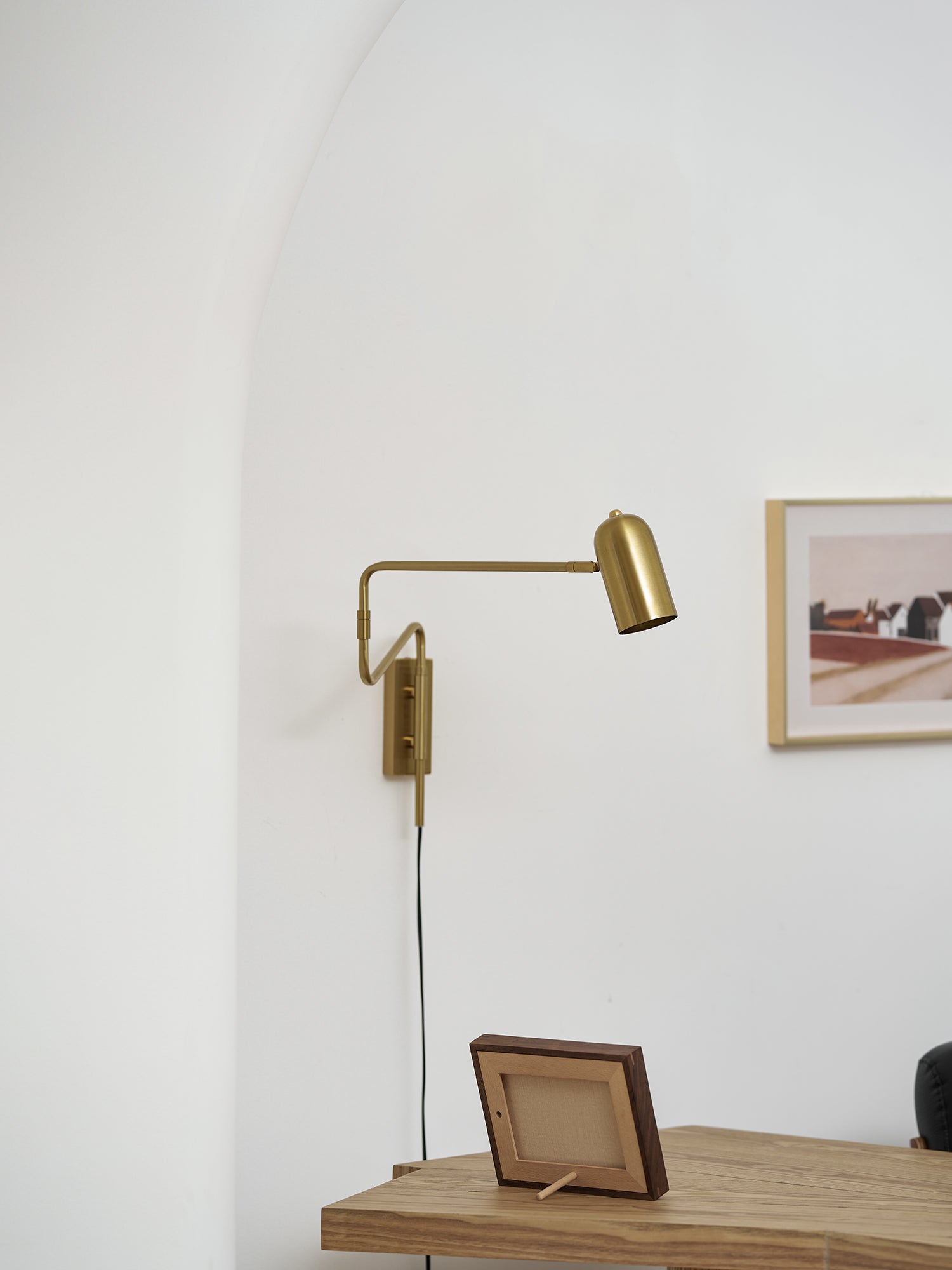 Wall Lamp Metal Adjustable Arm 27.6 in Black Gold Indoor Reading Light 360° Rotatable Shade Contemporary Bedroom Living Room | Thomler