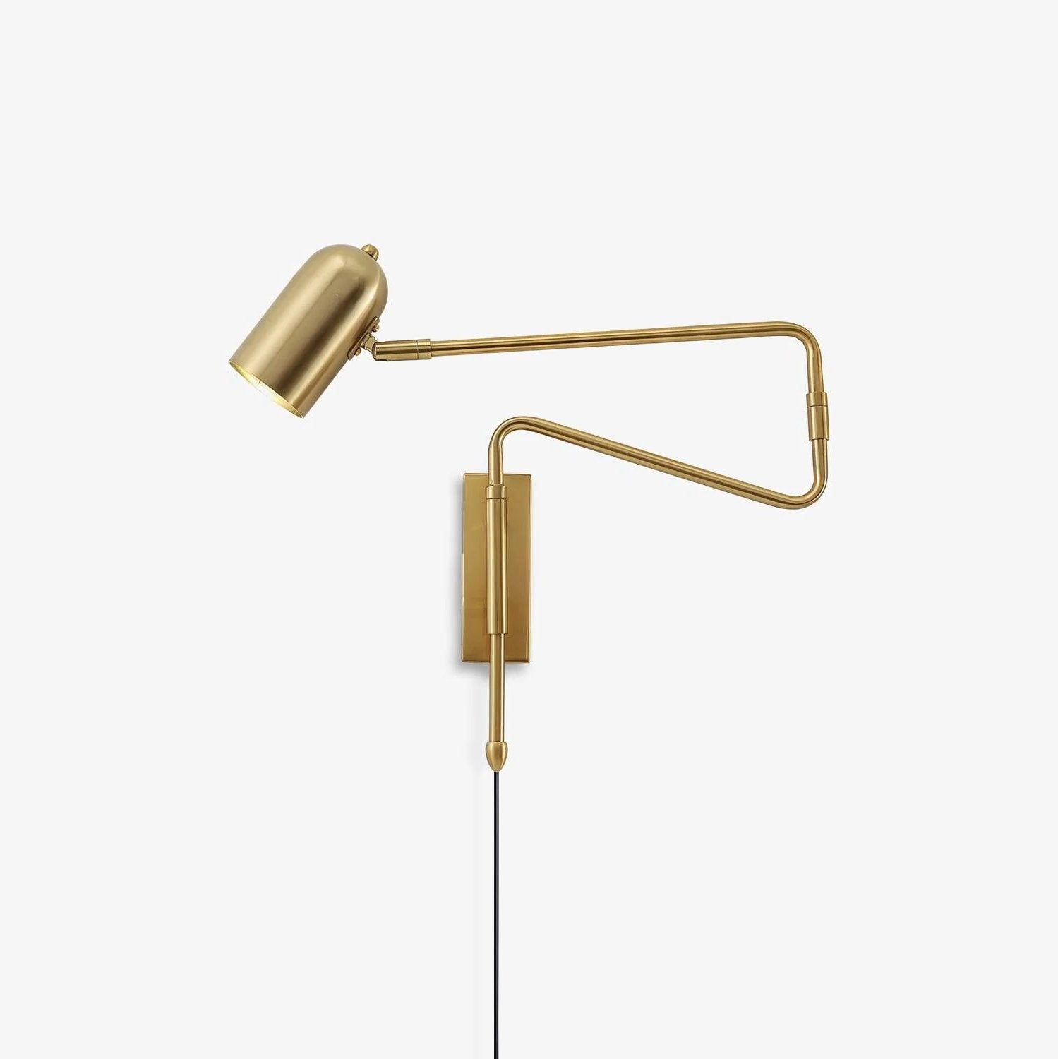 Wall Lamp Metal Adjustable Arm 27.6 in Black Gold Indoor Reading Light 360° Rotatable Shade Contemporary Bedroom Living Room | Thomler