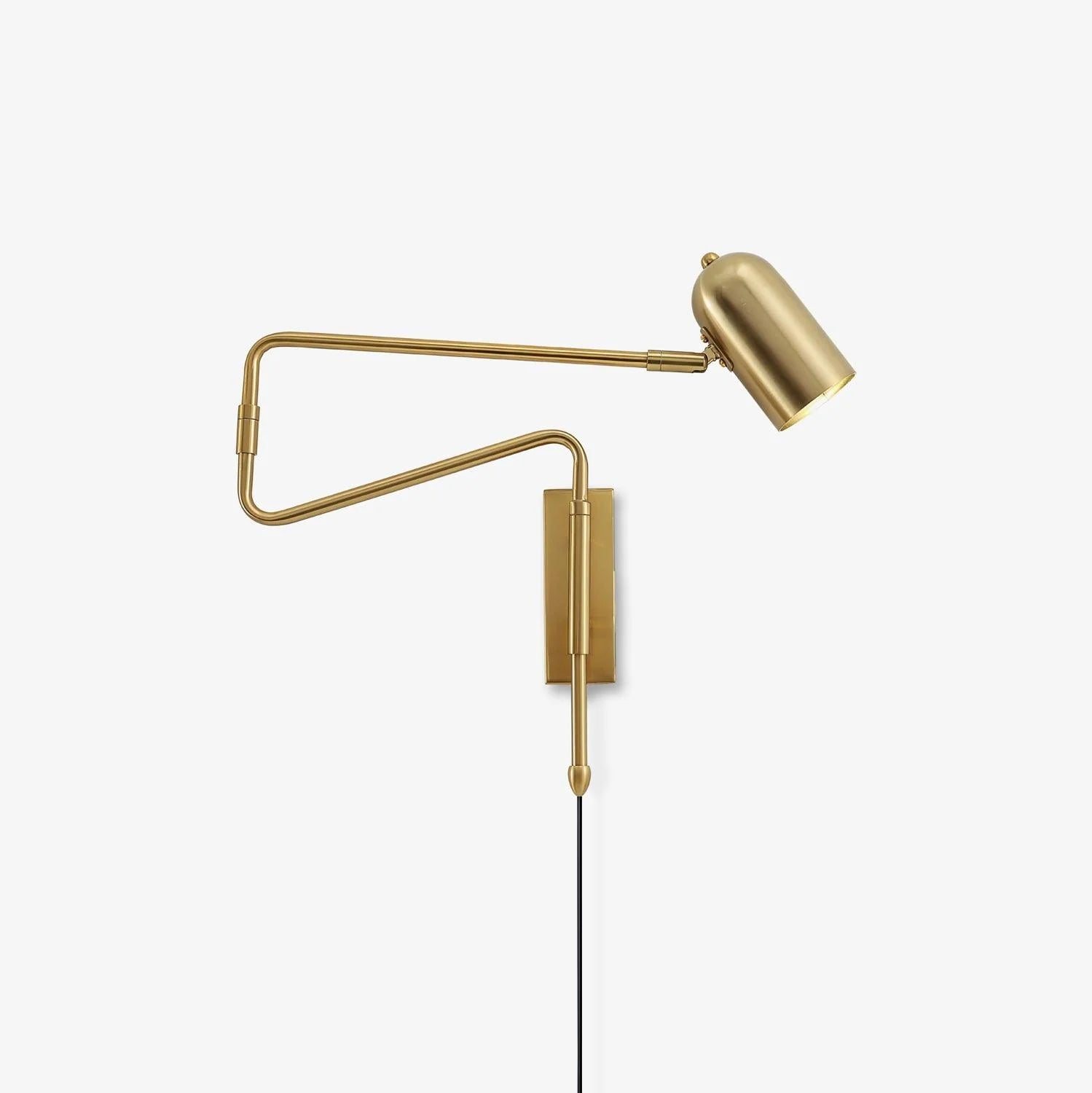 Wall Lamp Metal Adjustable Arm 27.6 in Black Gold Indoor Reading Light 360° Rotatable Shade Contemporary Bedroom Living Room | Thomler
