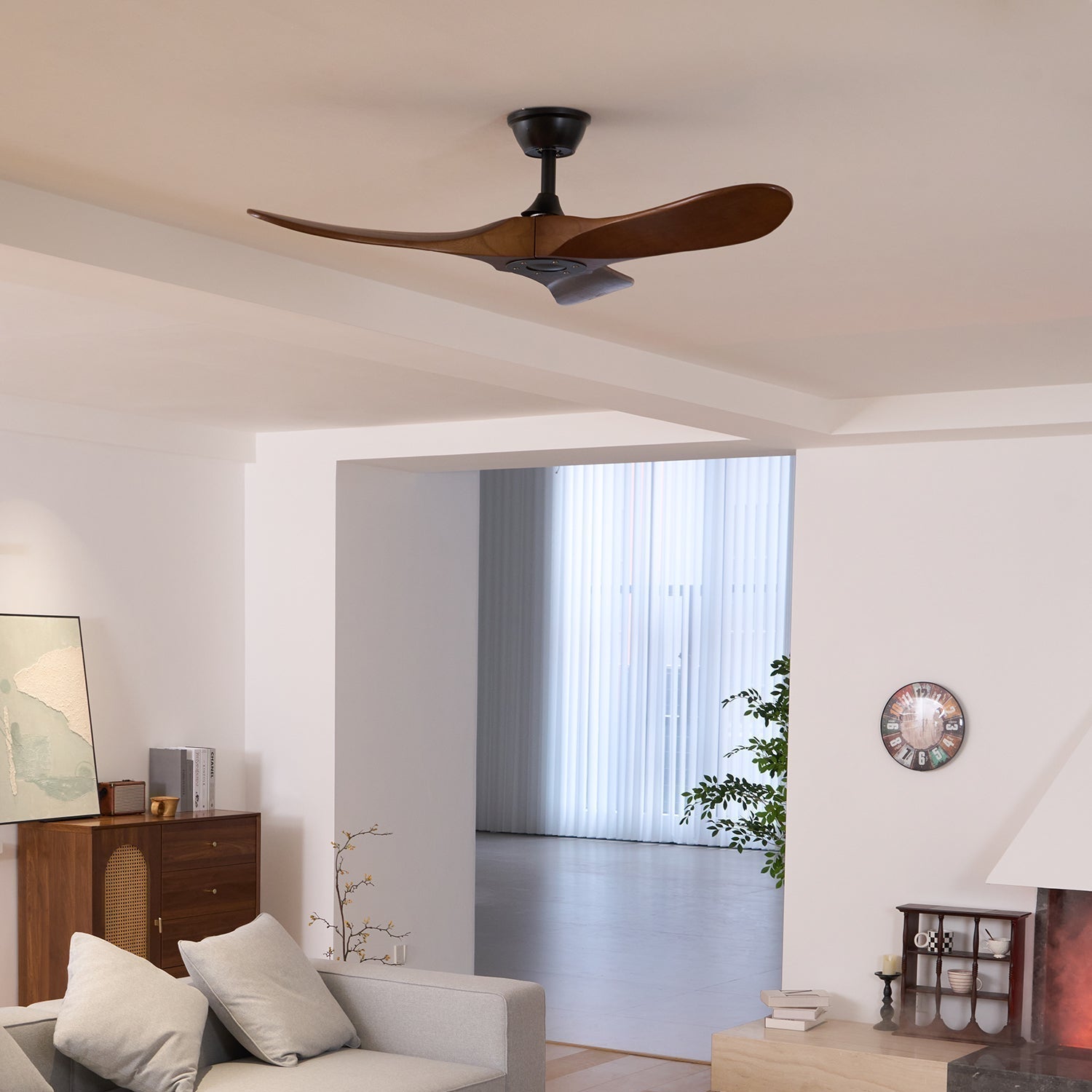 Wooden Blade Ceiling Fan with Remote 42-52 Inch 6-Speed Reversible Indoor Cooling Fan Vintage Farmhouse Style for Bedroom Living Room | Thomler