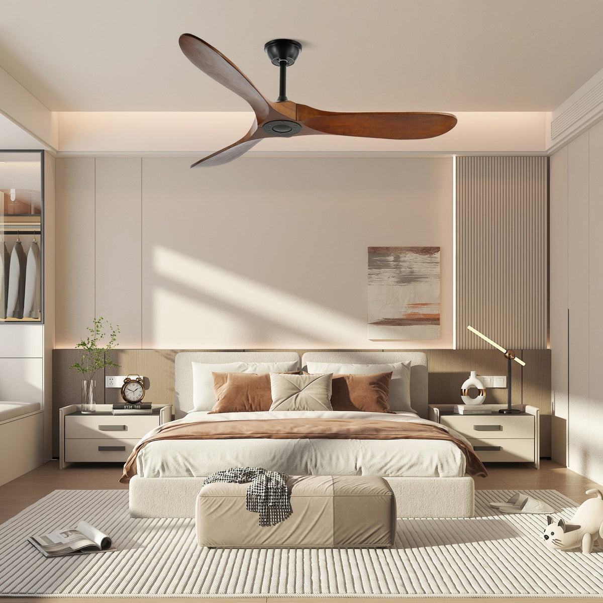 Wooden Blade Ceiling Fan with Remote 42-52 Inch 6-Speed Reversible Indoor Cooling Fan Vintage Farmhouse Style for Bedroom Living Room | Thomler