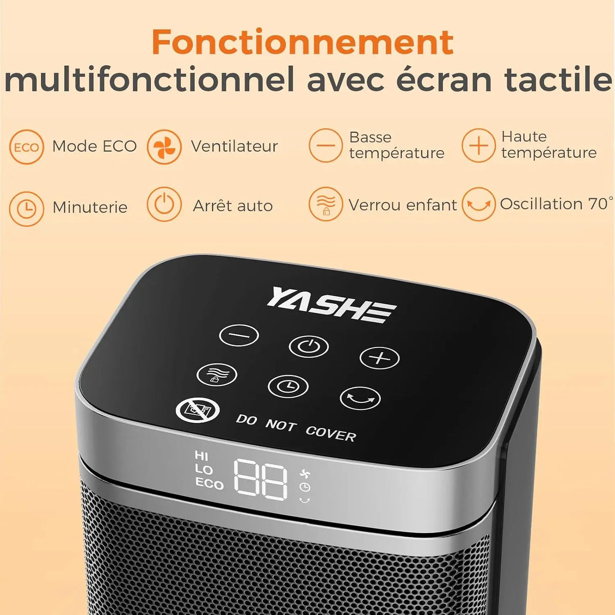 1500W Ceramic Space Heater with Remote Control, Adjustable Thermostat 59-95°F, 70° Oscillating Fan, 24-Hour Timer for Bedroom, Home | Thomler
