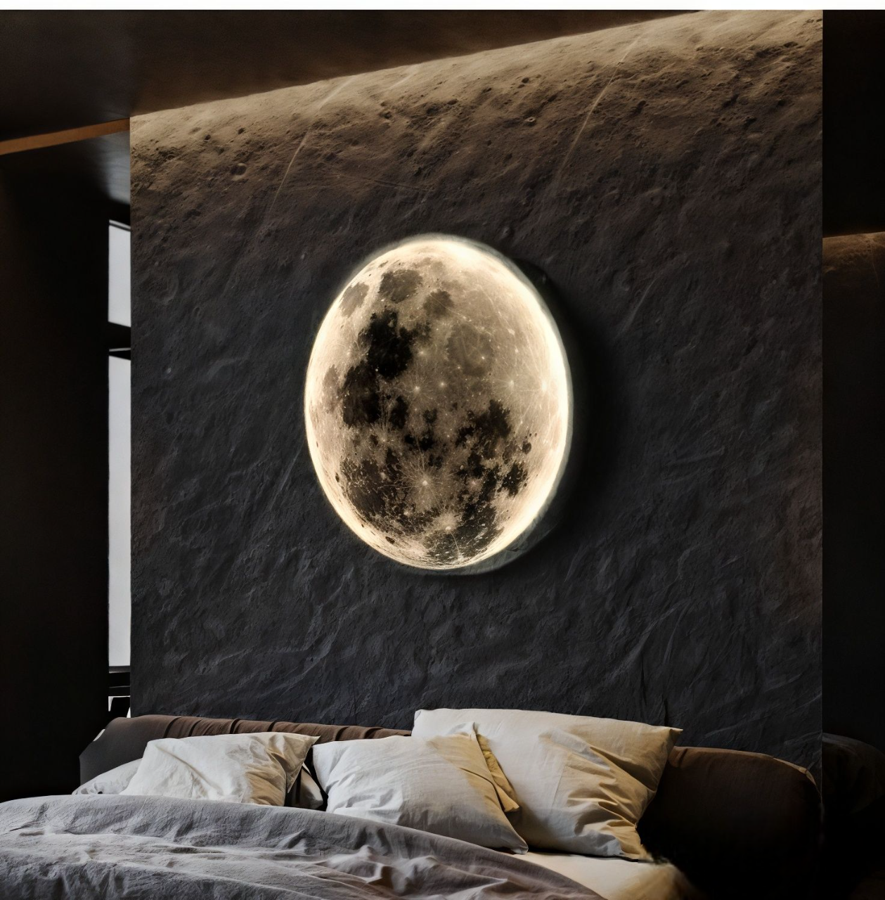 3D Moon Ceiling Light with Remote – Realistic Lunar Surface LED Fixture for Bedroom, Living Room & Kids Room – Dimmable Warm to Cool White | Thomler