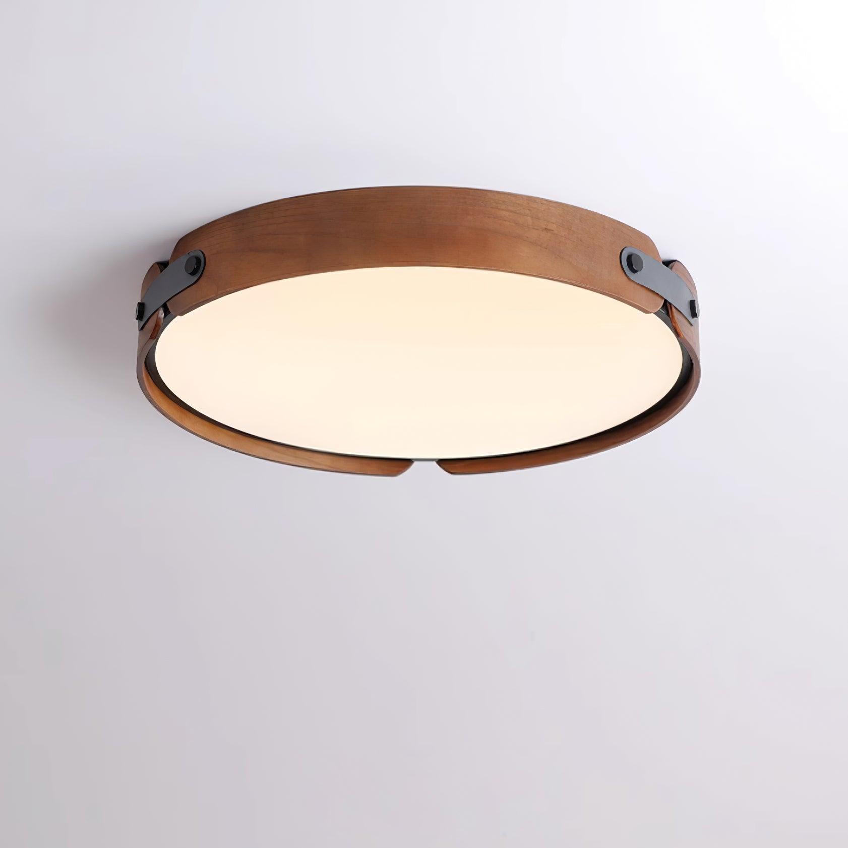 Ceiling Light Wood Integrated LED 16.5 in Remote Dimmable Bedroom Bathroom Wall Mount Fixture | Thomler