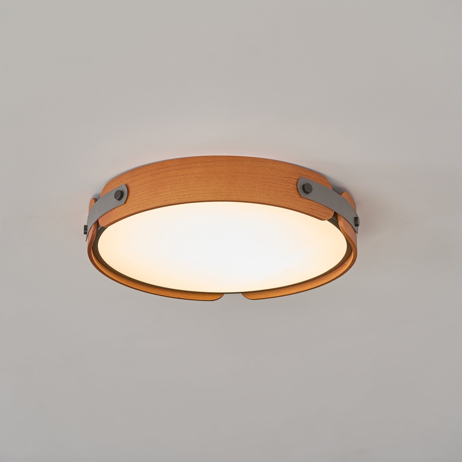 Ceiling Light Wood Integrated LED 16.5 in Remote Dimmable Bedroom Bathroom Wall Mount Fixture | Thomler
