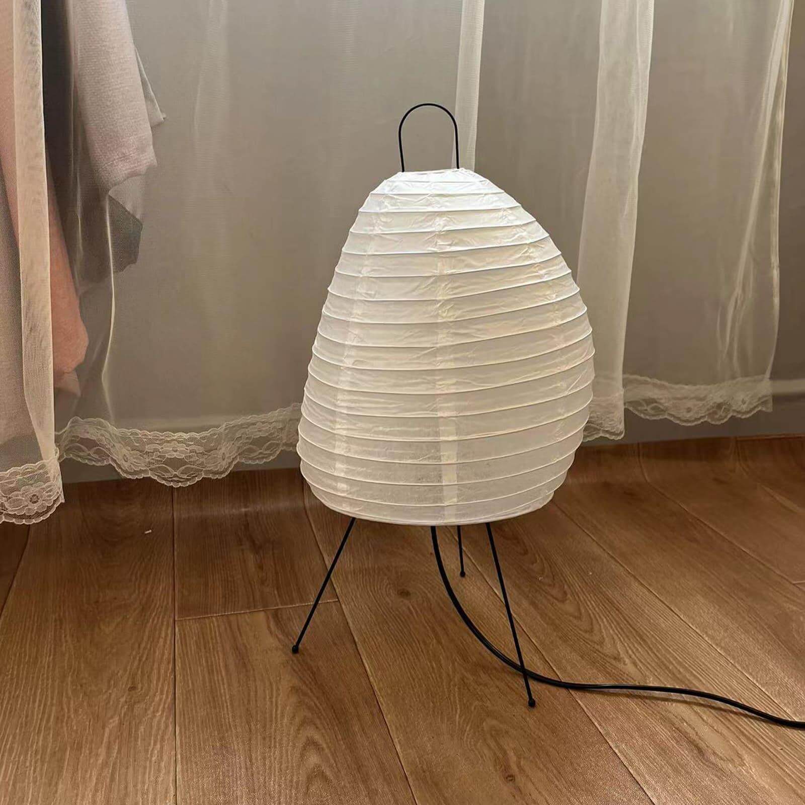 Table Lamp Rice Paper 10.2 in Sculptural White Bedroom Living Room Ambient Lighting Japandi Desk Light Soft Glow | Thomler