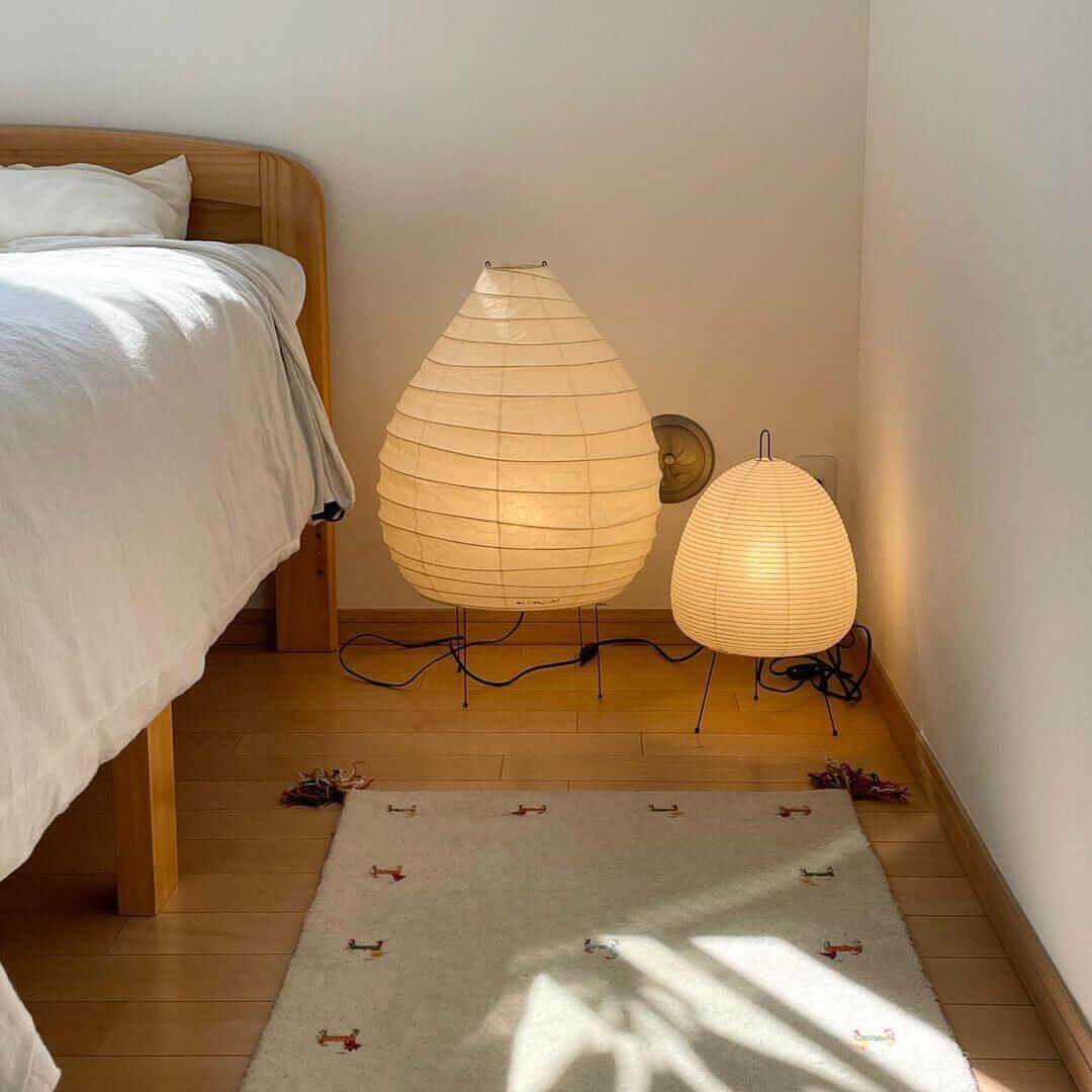 Table Lamp Rice Paper 24.4 in Warm Glow Bedroom Living Room Soft Ambient Lighting Minimalist Japanese Style Accent Light | Thomler