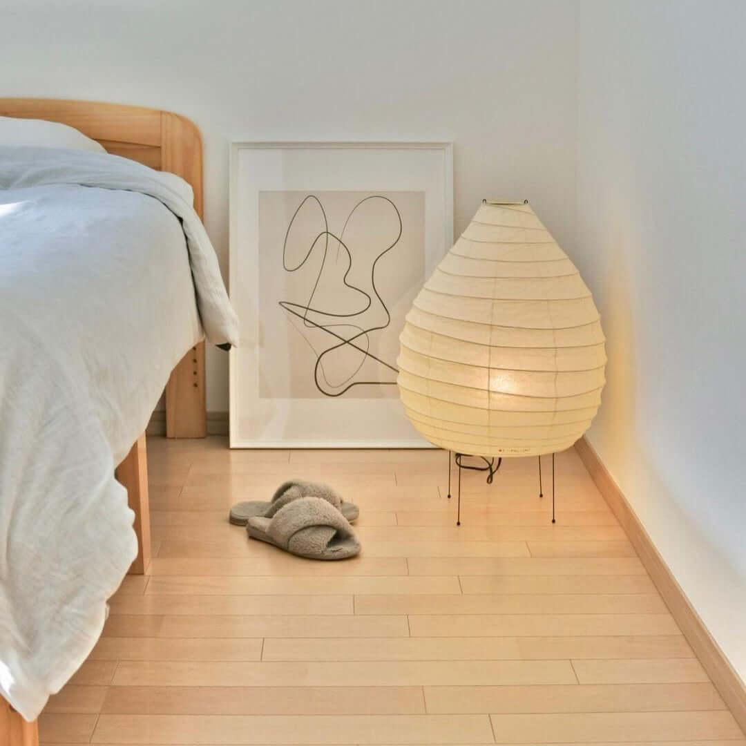 Table Lamp Rice Paper 24.4 in Warm Glow Bedroom Living Room Soft Ambient Lighting Minimalist Japanese Style Accent Light | Thomler