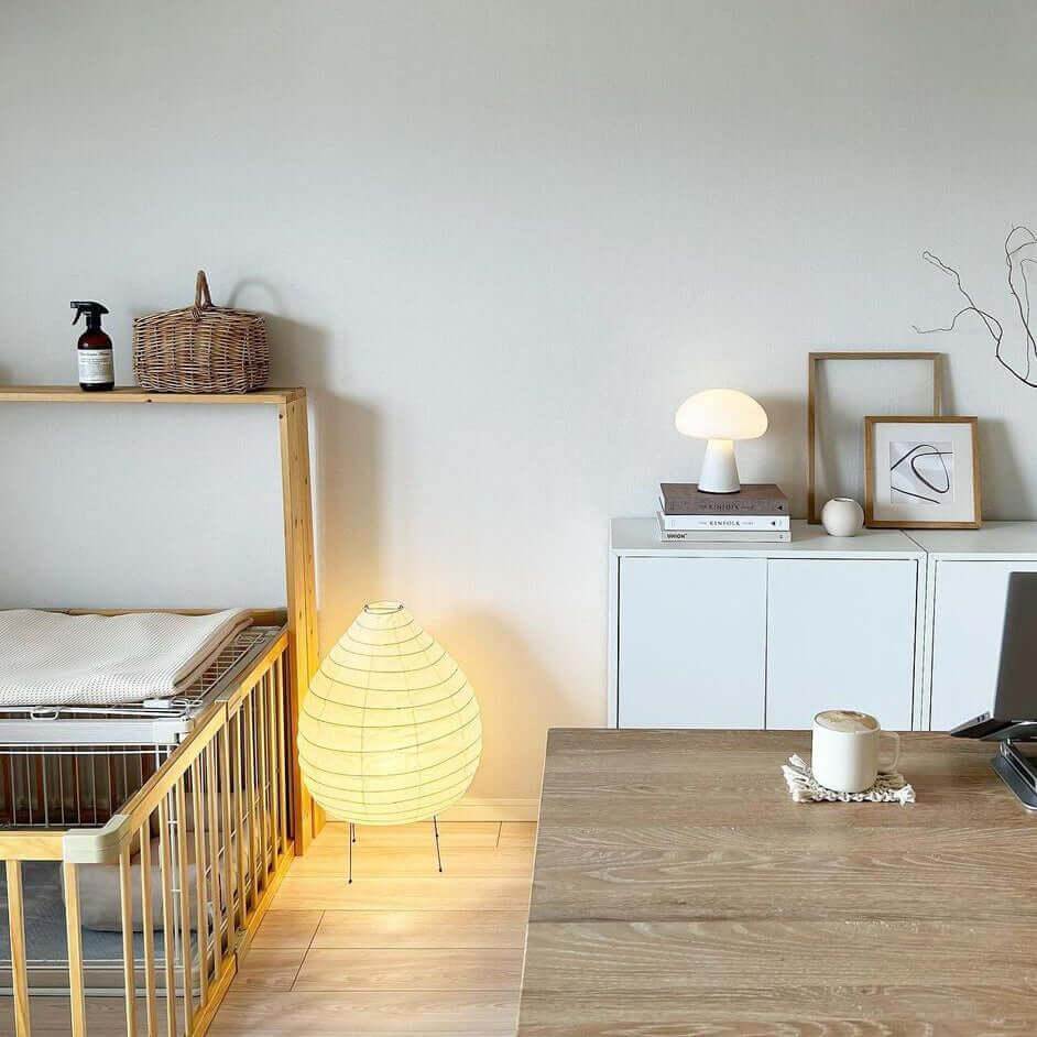 Table Lamp Rice Paper 24.4 in Warm Glow Bedroom Living Room Soft Ambient Lighting Minimalist Japanese Style Accent Light | Thomler