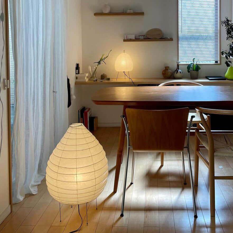 Table Lamp Rice Paper 24.4 in Warm Glow Bedroom Living Room Soft Ambient Lighting Minimalist Japanese Style Accent Light | Thomler