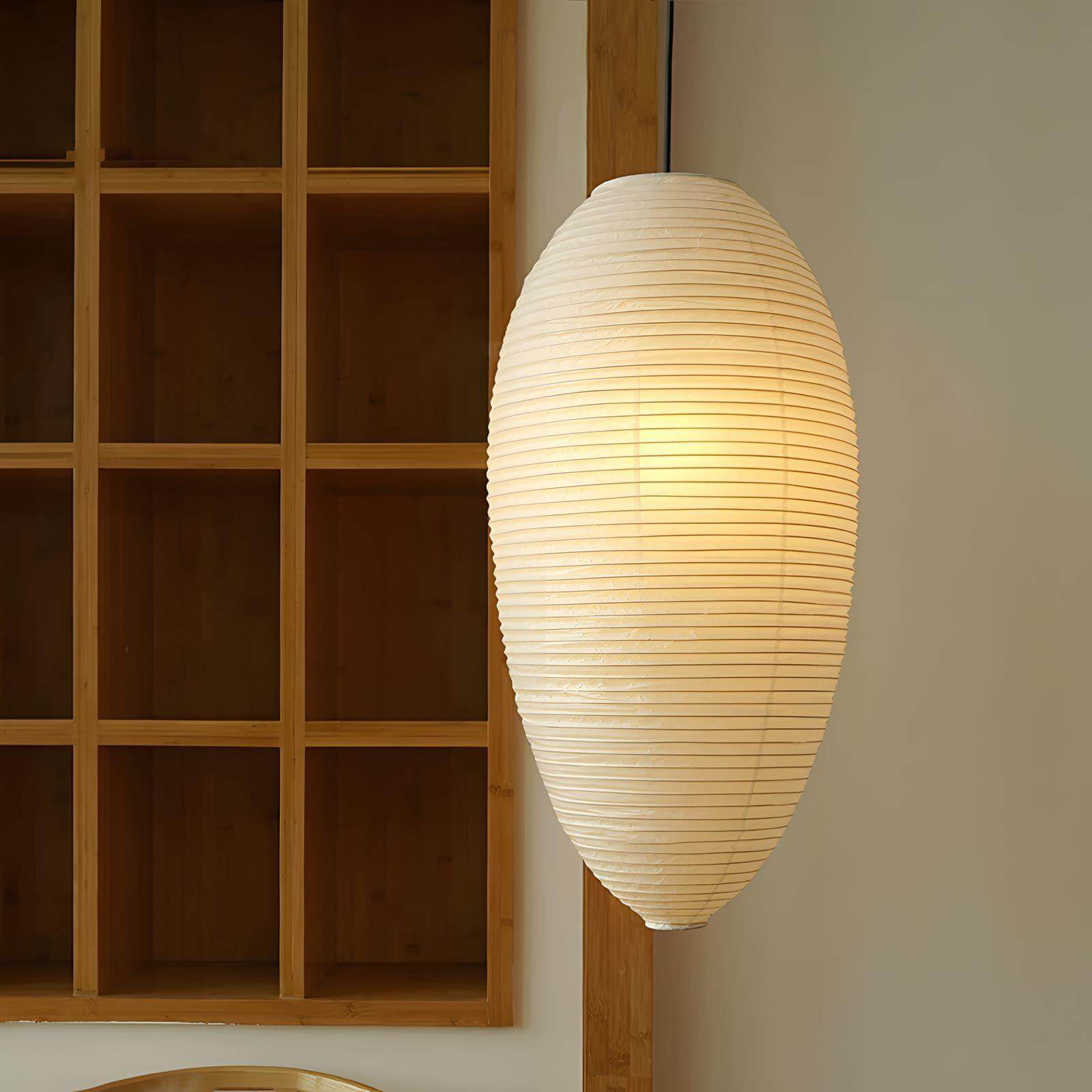 Pendant Light Paper Shade 11.4 in x 19.7 in Indoor Living Room Dining Room Warm Glow Decorative Lamp | Thomler