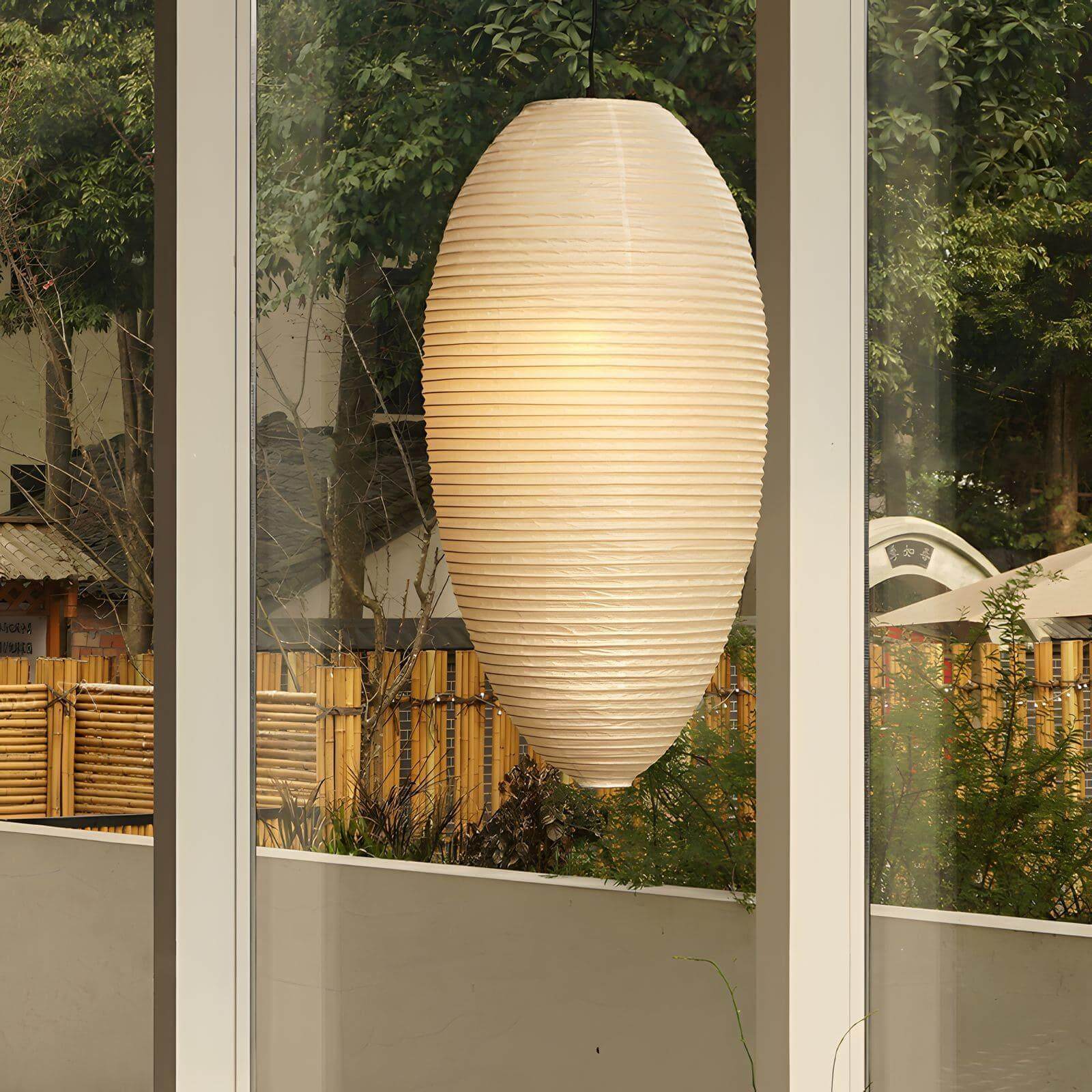 Pendant Light Paper Shade 11.4 in x 19.7 in Indoor Living Room Dining Room Warm Glow Decorative Lamp | Thomler