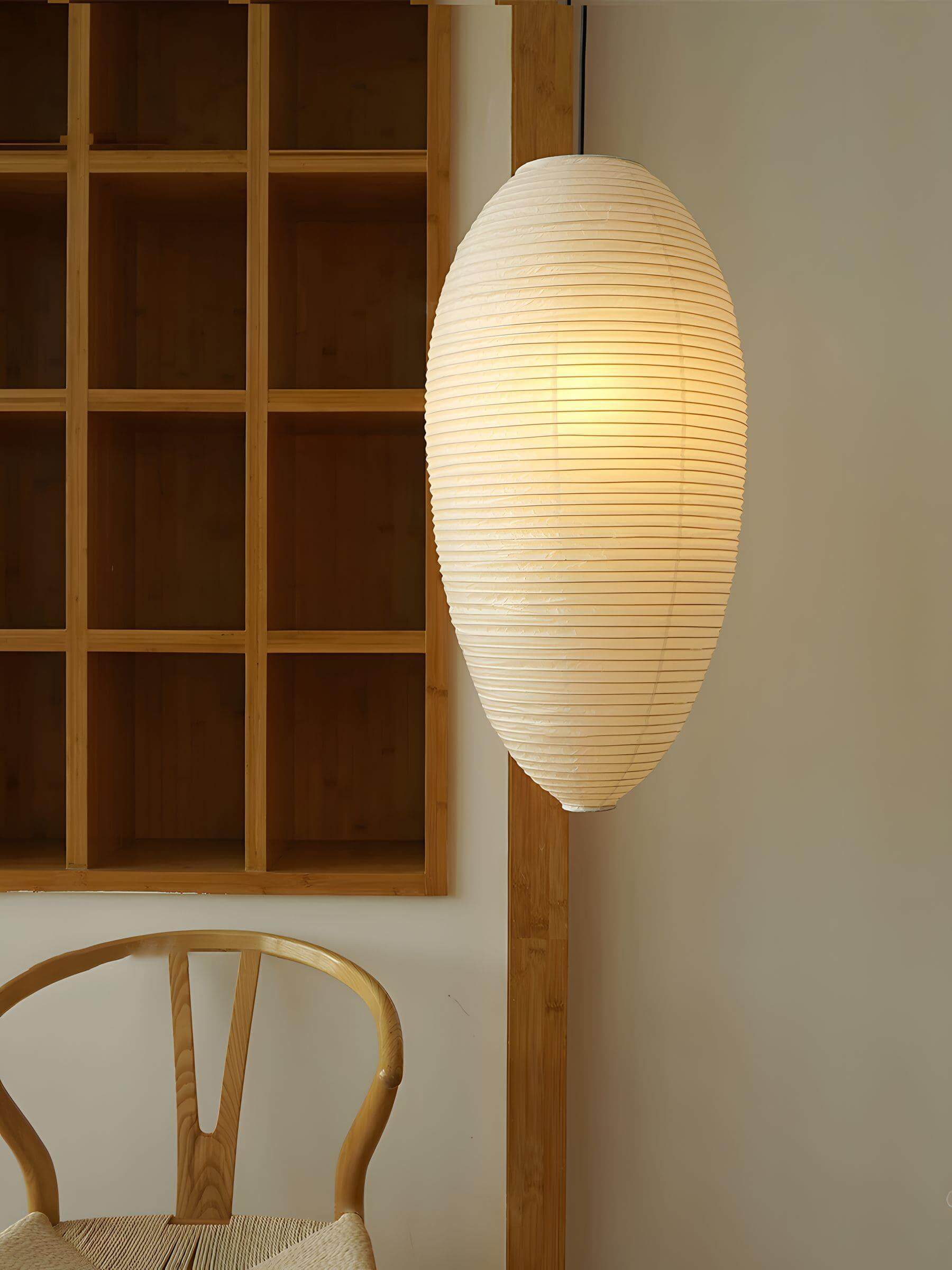 Pendant Light Paper Shade 11.4 in x 19.7 in Indoor Living Room Dining Room Warm Glow Decorative Lamp | Thomler