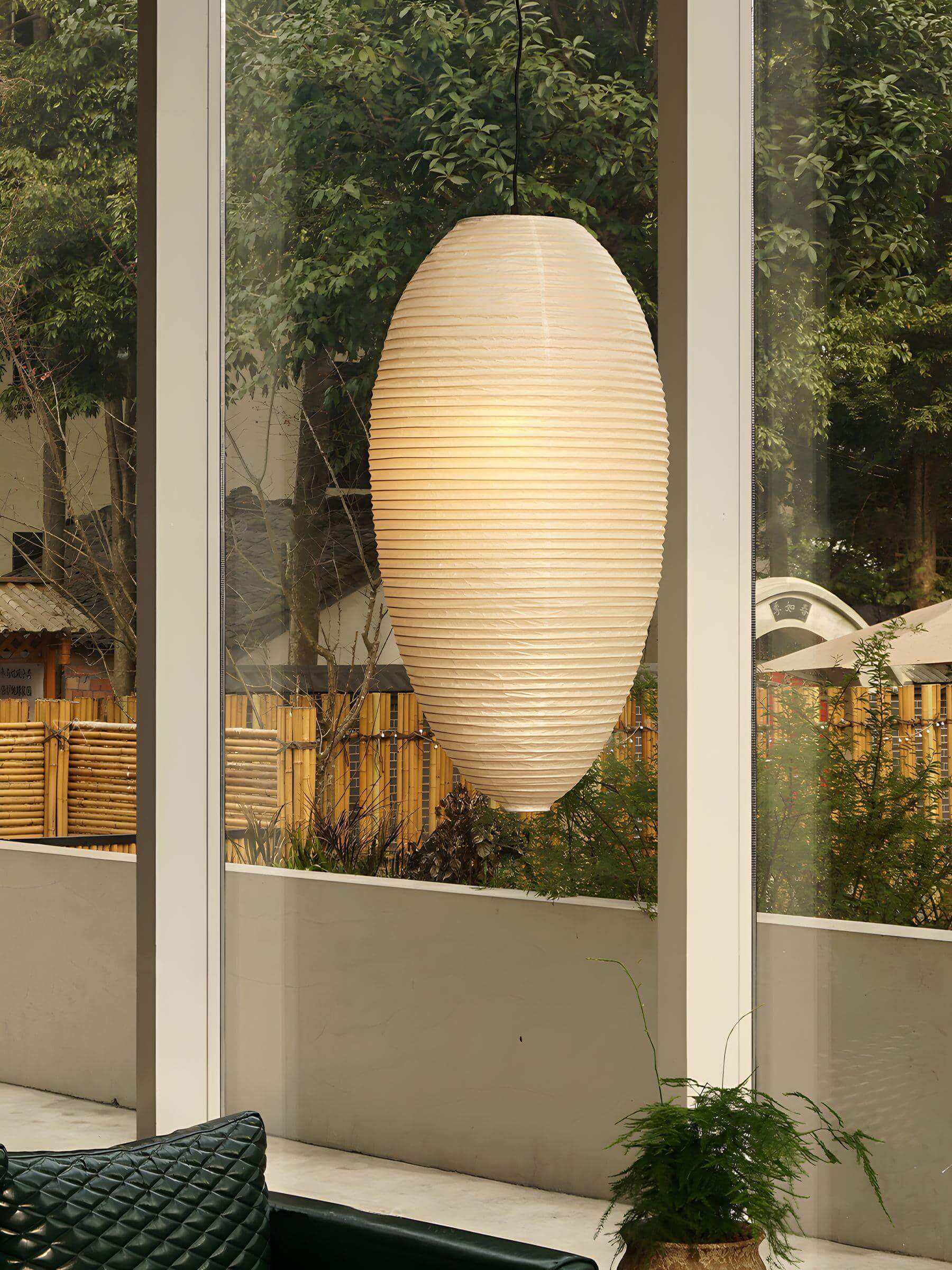 Pendant Light Paper Shade 11.4 in x 19.7 in Indoor Living Room Dining Room Warm Glow Decorative Lamp | Thomler