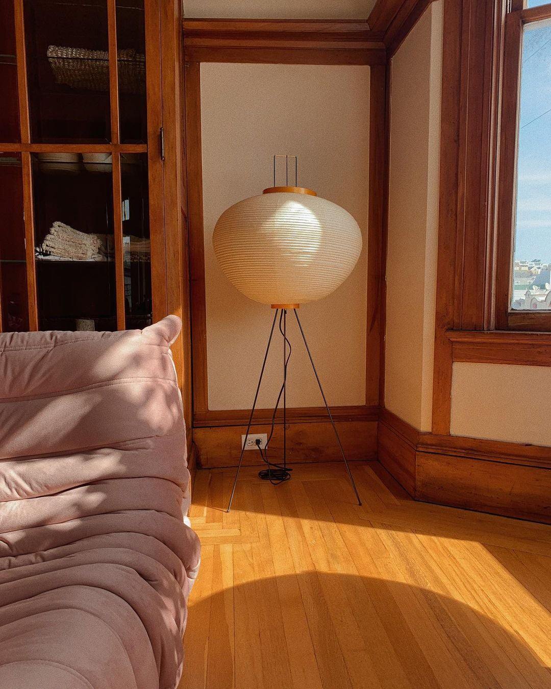 Floor Lamp Mulberry Paper Shade Ø 50.0 cm (19.7") White Living Room Bedroom Japandi Japanese Style Reading Light | Thomler