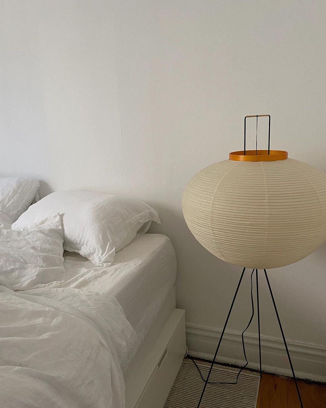 Floor Lamp Mulberry Paper Shade Ø 50.0 cm (19.7") White Living Room Bedroom Japandi Japanese Style Reading Light | Thomler
