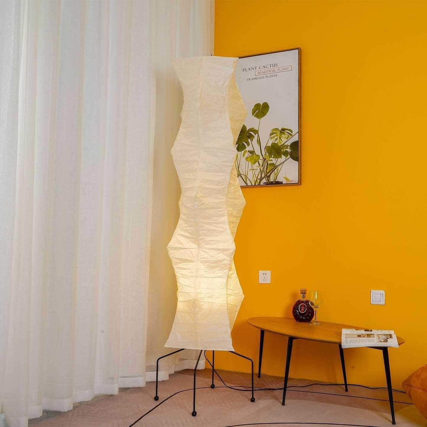 Floor Lamp Rice Paper Shade 72.8 in White Living Room Bedroom Ambient Lighting Japanese Style Tall Light | Thomler