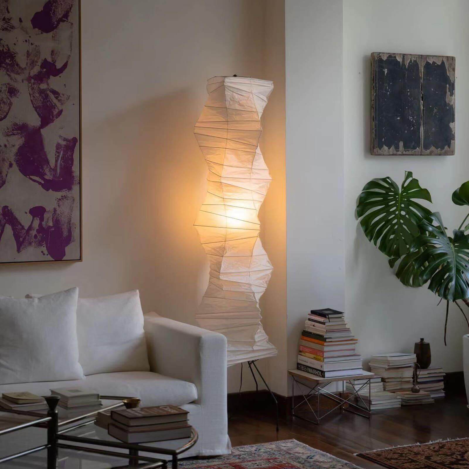 Floor Lamp Rice Paper Shade 72.8 in White Living Room Bedroom Ambient Lighting Japanese Style Tall Light | Thomler