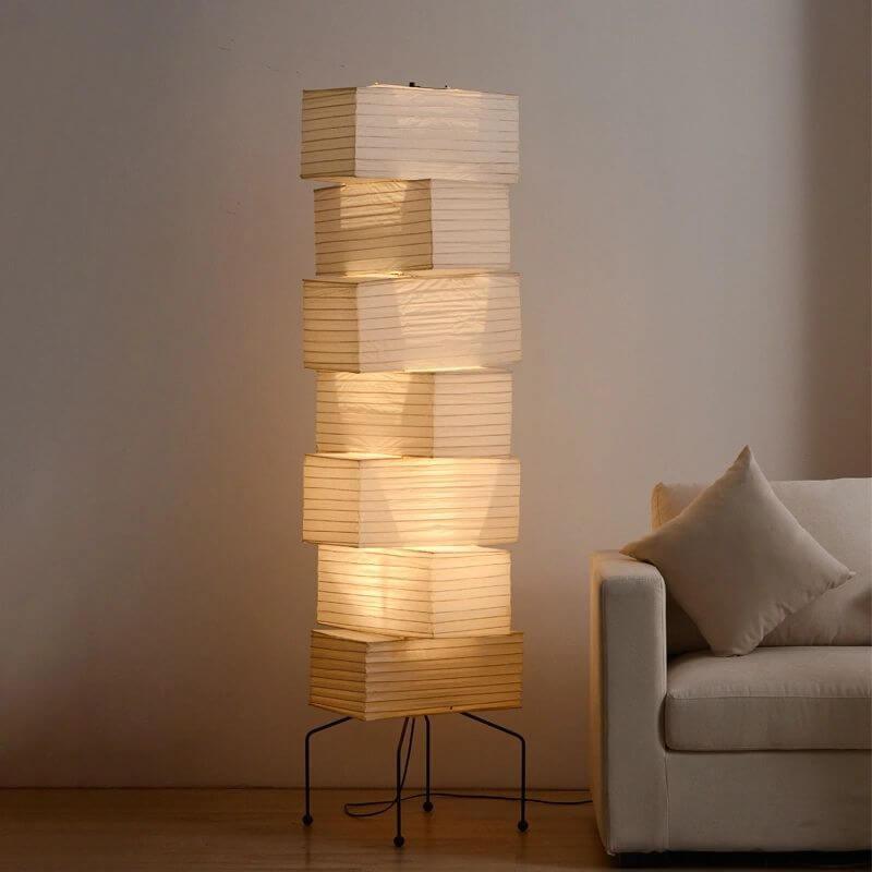 Floor Lamp Rice Paper Bamboo Silk 18.9 in Living Room Bedroom Ambient Lighting Mid Century Modern Standing Light | Thomler