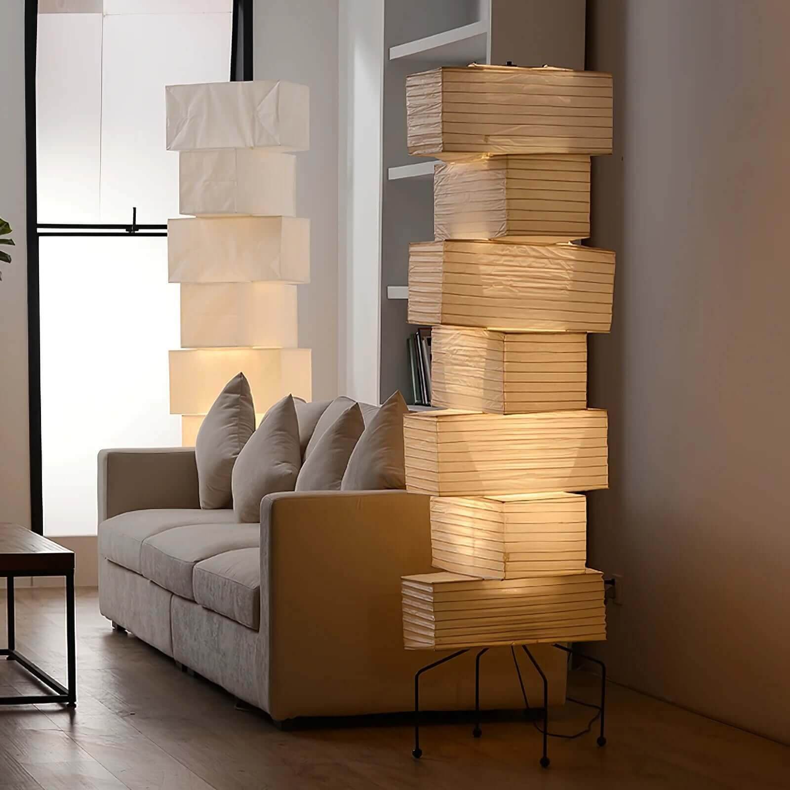 Floor Lamp Rice Paper Bamboo Silk 18.9 in Living Room Bedroom Ambient Lighting Mid Century Modern Standing Light | Thomler