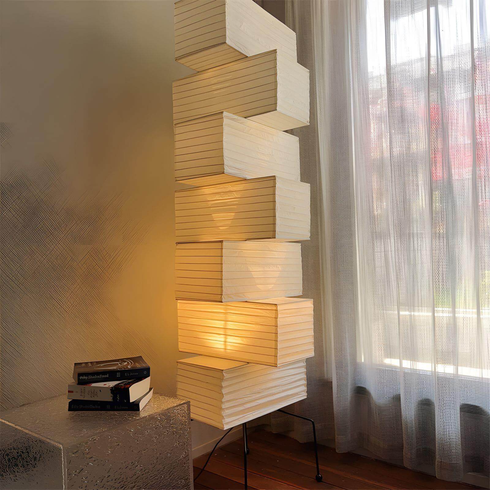 Floor Lamp Rice Paper Bamboo Silk 18.9 in Living Room Bedroom Ambient Lighting Mid Century Modern Standing Light | Thomler