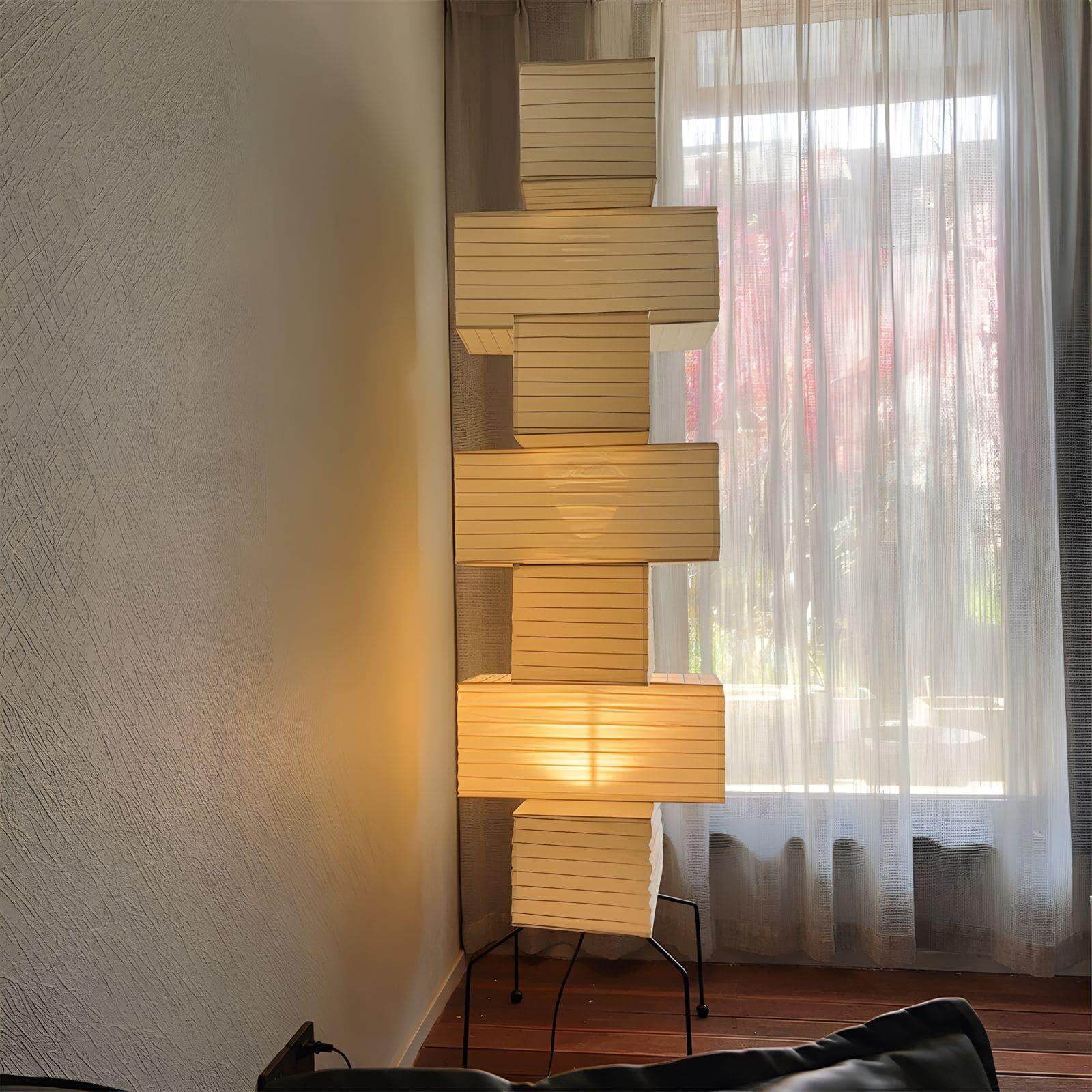 Floor Lamp Rice Paper Bamboo Silk 18.9 in Living Room Bedroom Ambient Lighting Mid Century Modern Standing Light | Thomler