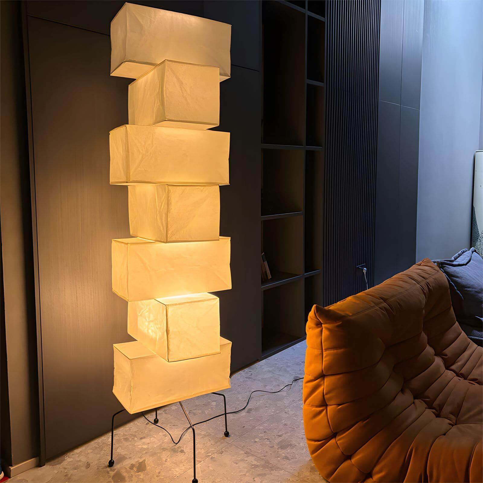Floor Lamp Rice Paper Bamboo Silk 18.9 in Living Room Bedroom Ambient Lighting Mid Century Modern Standing Light | Thomler