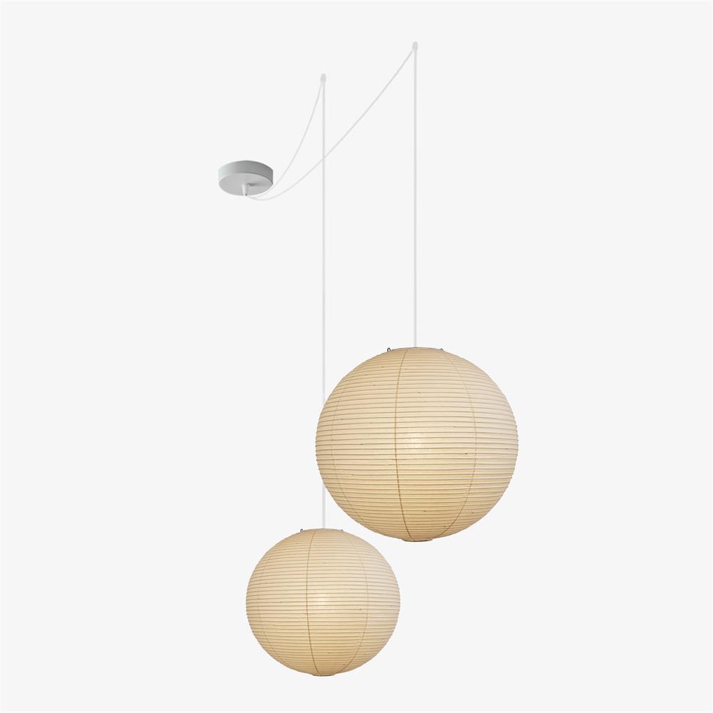Pendant Light Cotton Paper Shade 19.6 in Adjustable Dining Room Kitchen Island Hanging Ceiling Lamp | Thomler