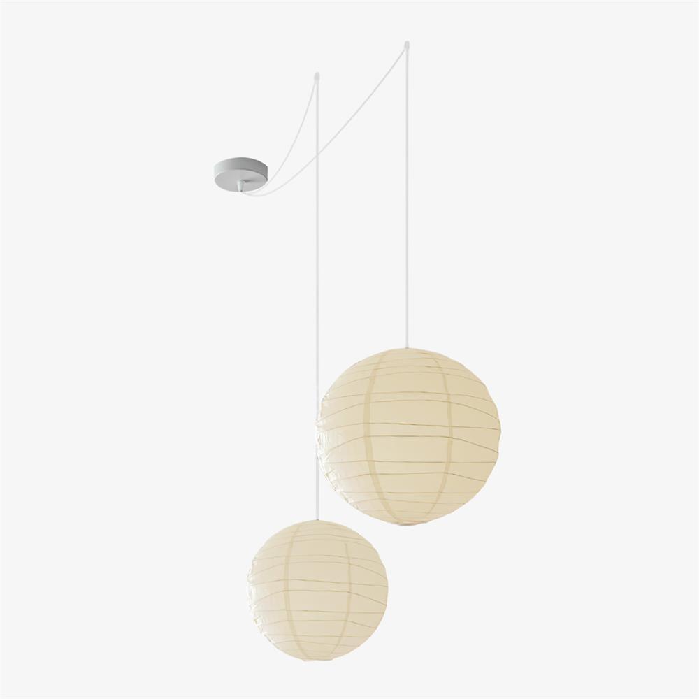 Pendant Light Japanese Washi Paper 17.7 in White Dining Room Living Room Hanging Ceiling Lamp Modern Minimalist Design | Thomler