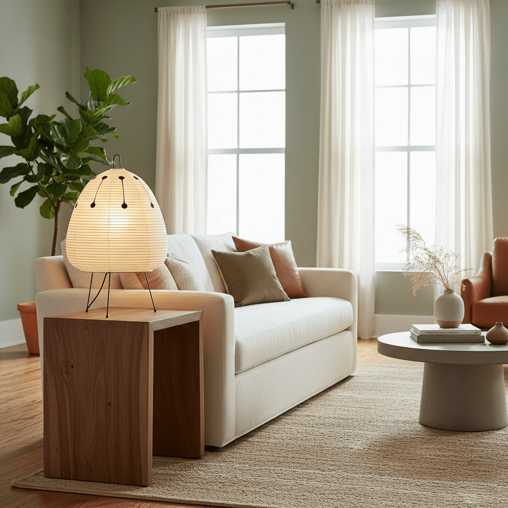 Table Lamp Rice Paper 16.9 in Indoor LED Bedroom Desk Nightstand Light | Thomler