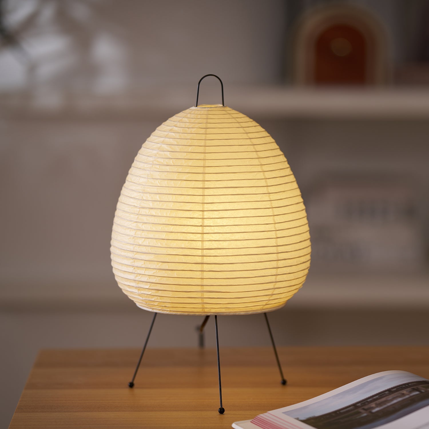 Table Lamp Rice Paper 16.9 in Indoor LED Bedroom Desk Nightstand Light | Thomler
