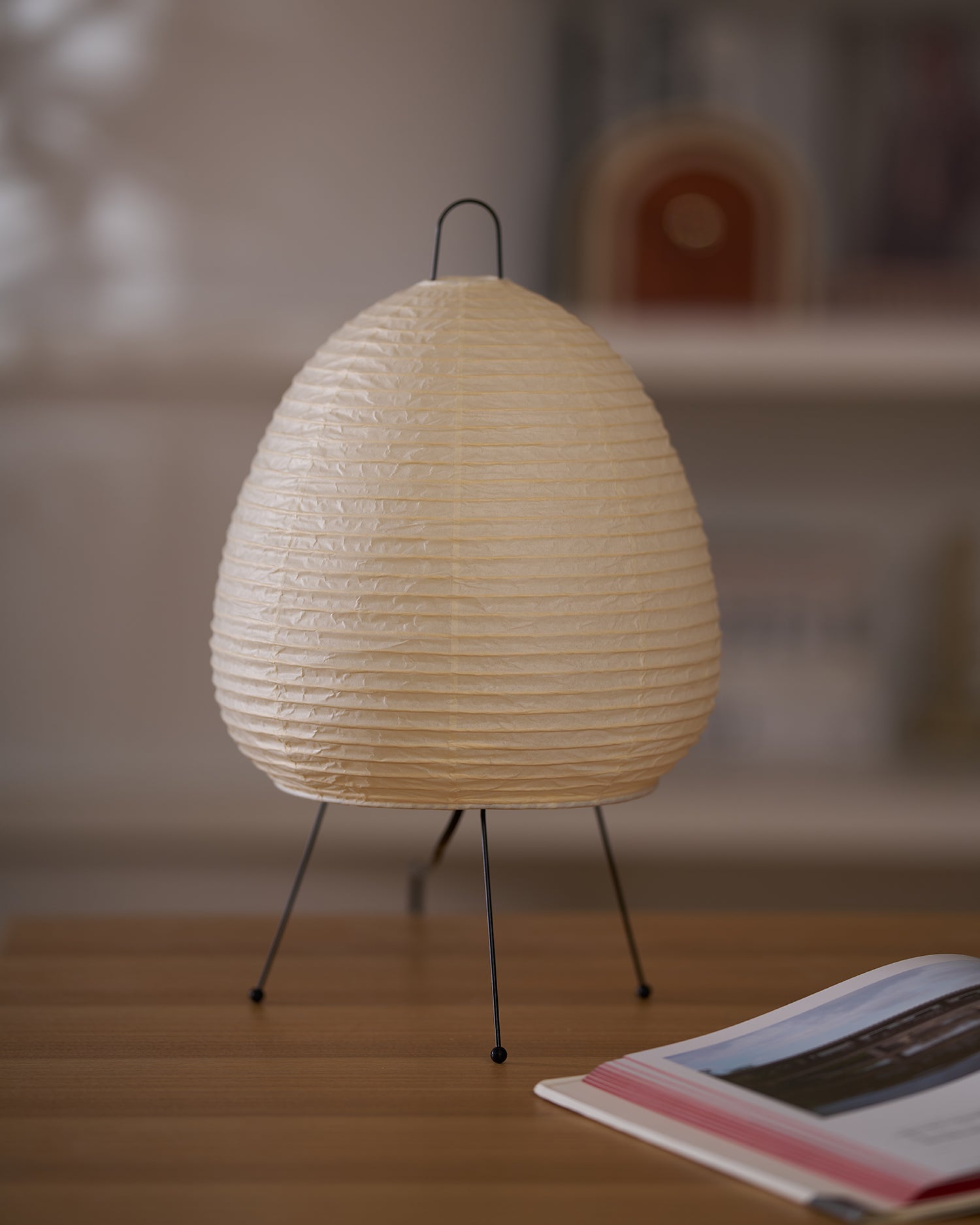Table Lamp Rice Paper 16.9 in Indoor LED Bedroom Desk Nightstand Light | Thomler
