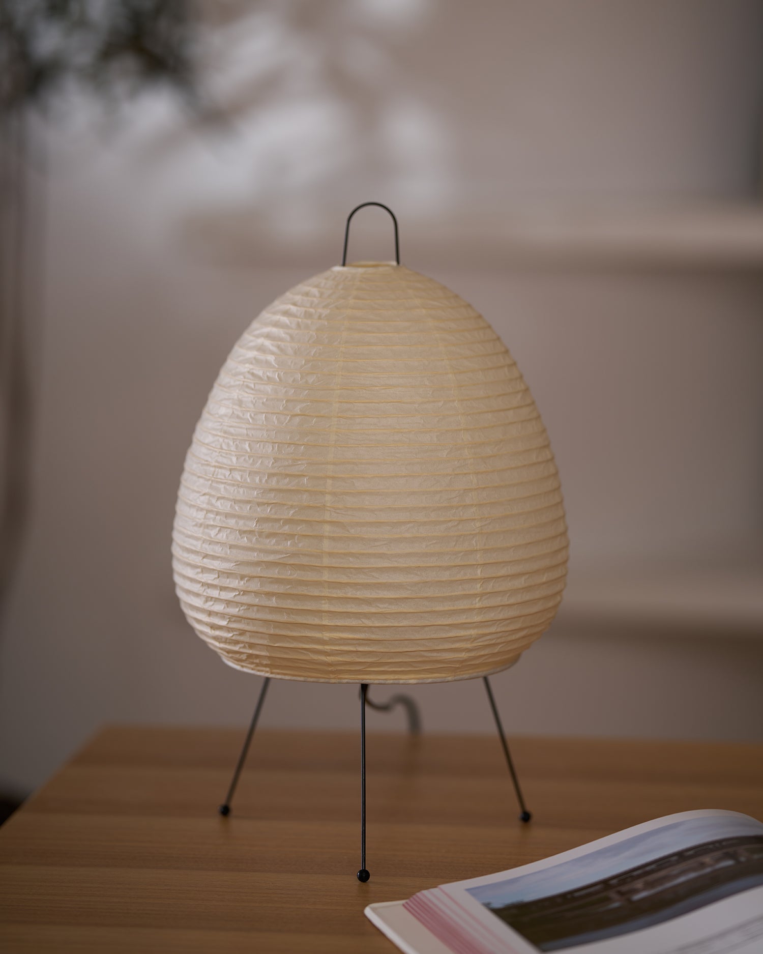 Table Lamp Rice Paper 16.9 in Indoor LED Bedroom Desk Nightstand Light | Thomler