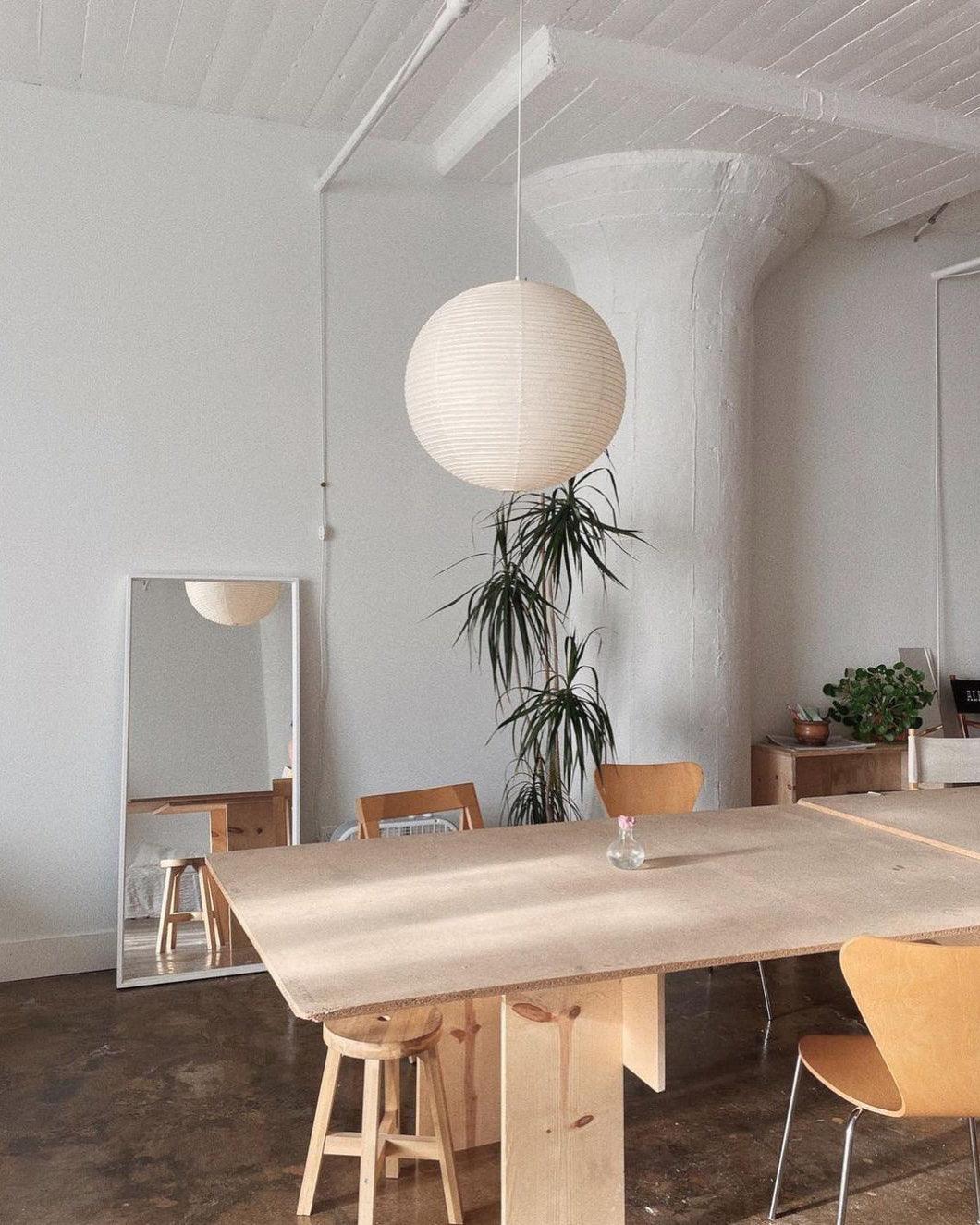 Pendant Light Cotton Paper Shade 19.6 in Adjustable Dining Room Kitchen Island Hanging Ceiling Lamp | Thomler