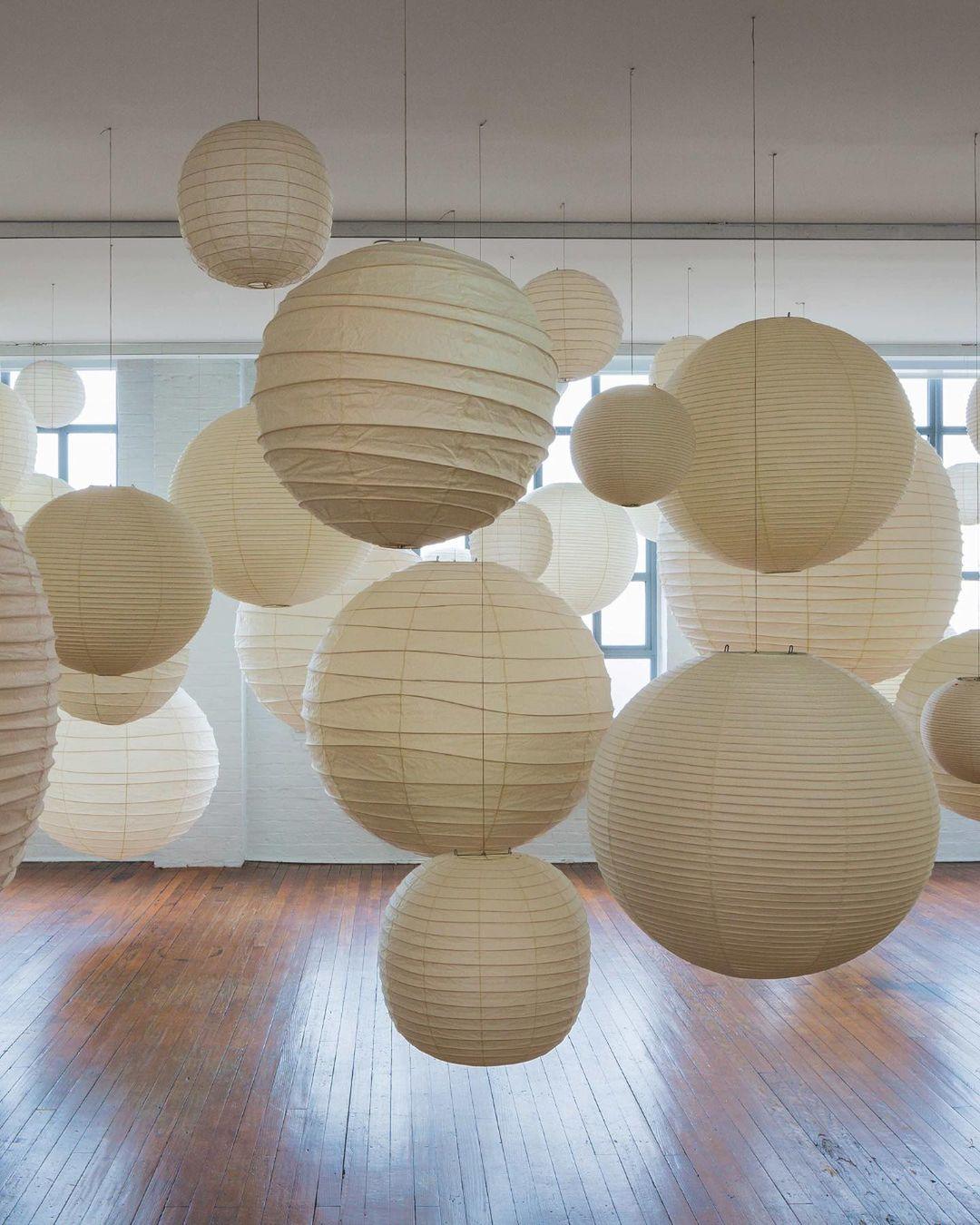 Pendant Light Japanese Washi Paper 17.7 in White Dining Room Living Room Hanging Ceiling Lamp Modern Minimalist Design | Thomler
