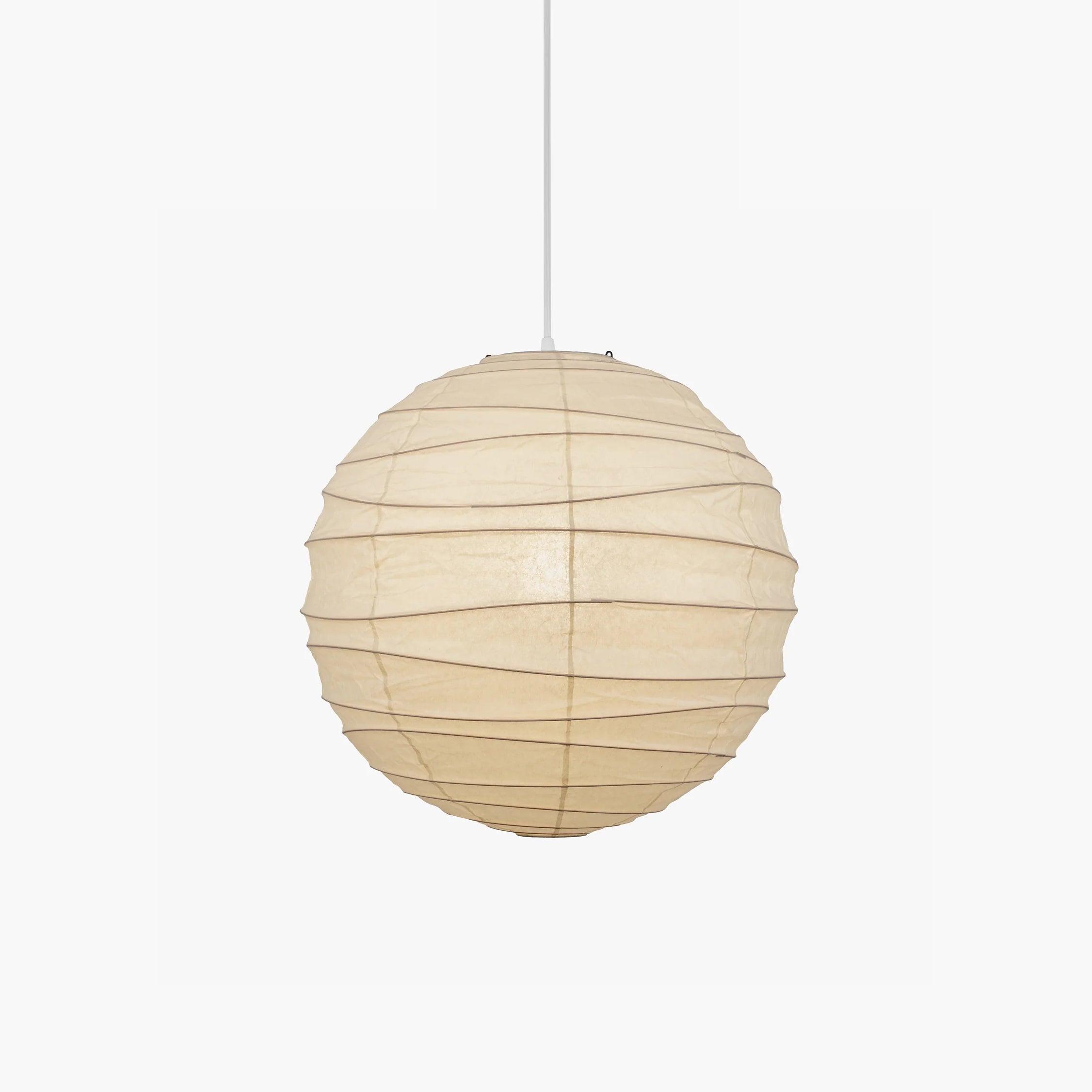 Pendant Light Japanese Washi Paper 17.7 in White Dining Room Living Room Hanging Ceiling Lamp Modern Minimalist Design | Thomler