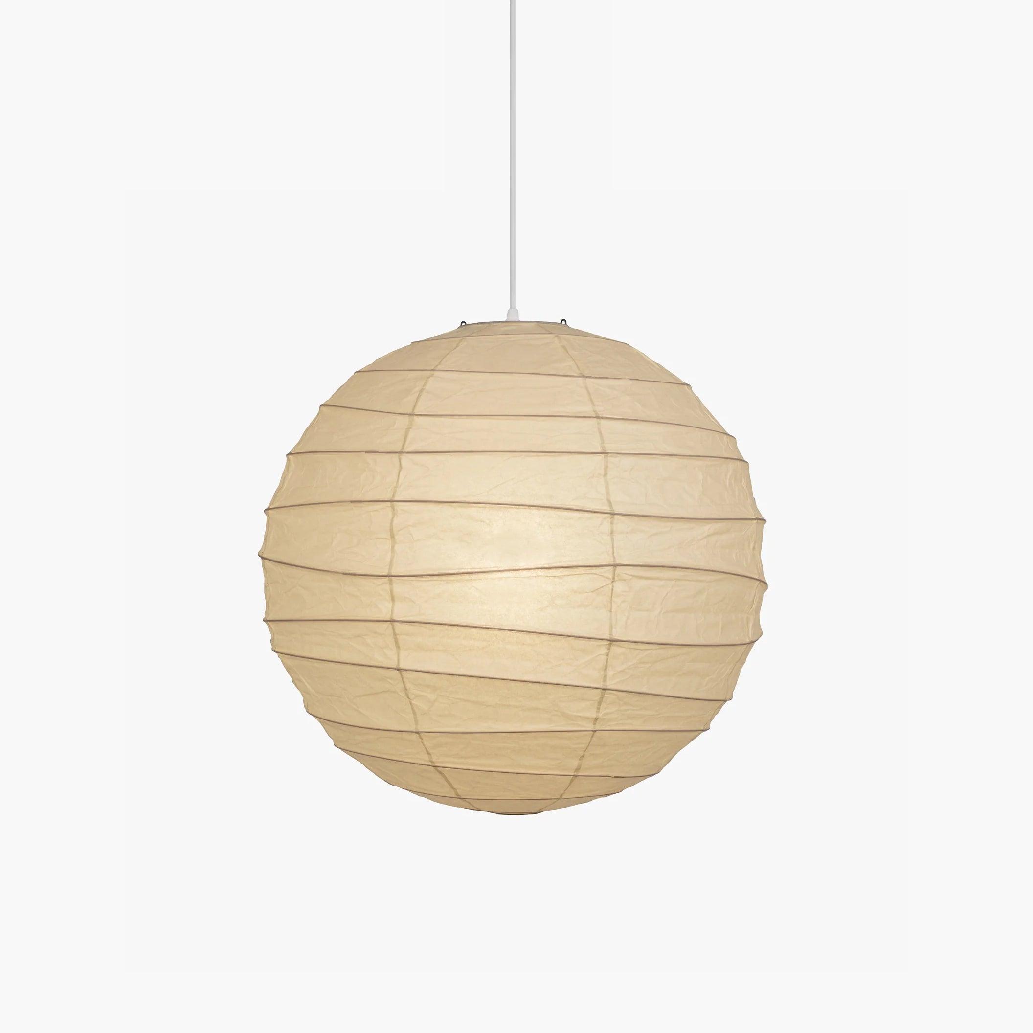 Pendant Light Japanese Washi Paper 17.7 in White Dining Room Living Room Hanging Ceiling Lamp Modern Minimalist Design | Thomler