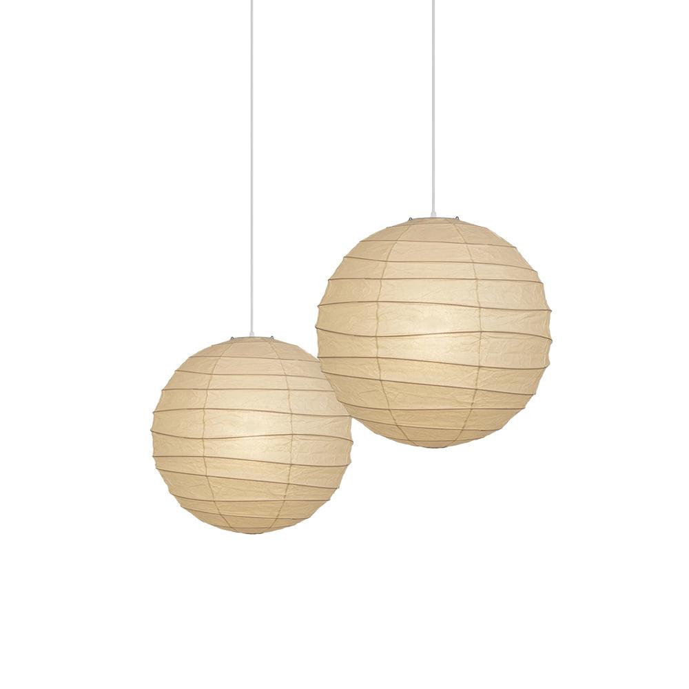 Pendant Light Japanese Washi Paper 17.7 in White Dining Room Living Room Hanging Ceiling Lamp Modern Minimalist Design | Thomler