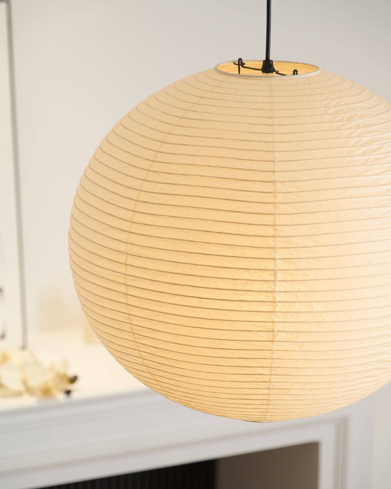 Pendant Light Cotton Paper Shade 19.6 in Adjustable Dining Room Kitchen Island Hanging Ceiling Lamp | Thomler