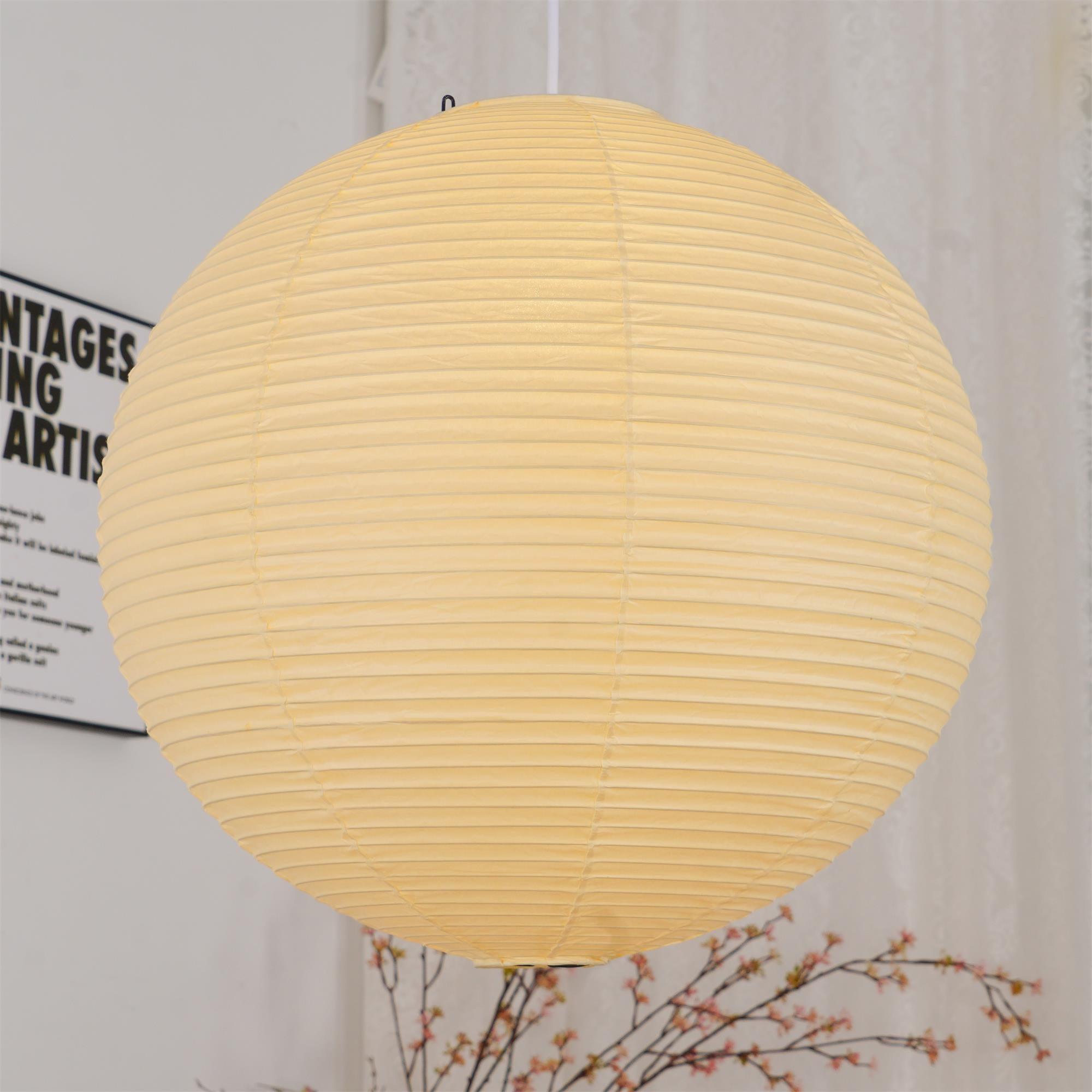 Pendant Light Cotton Paper Shade 19.6 in Adjustable Dining Room Kitchen Island Hanging Ceiling Lamp | Thomler