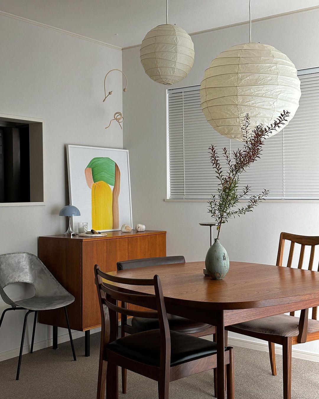 Pendant Light Japanese Washi Paper 17.7 in White Dining Room Living Room Hanging Ceiling Lamp Modern Minimalist Design | Thomler