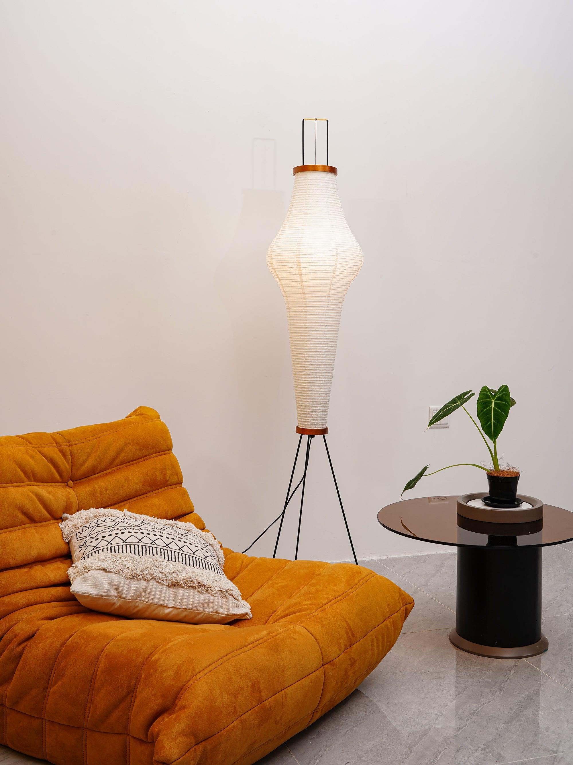 Akari Floor Lamp 47 in Mulberry Paper White Indoor Ambient Lighting Decorative Sculpture | Thomler
