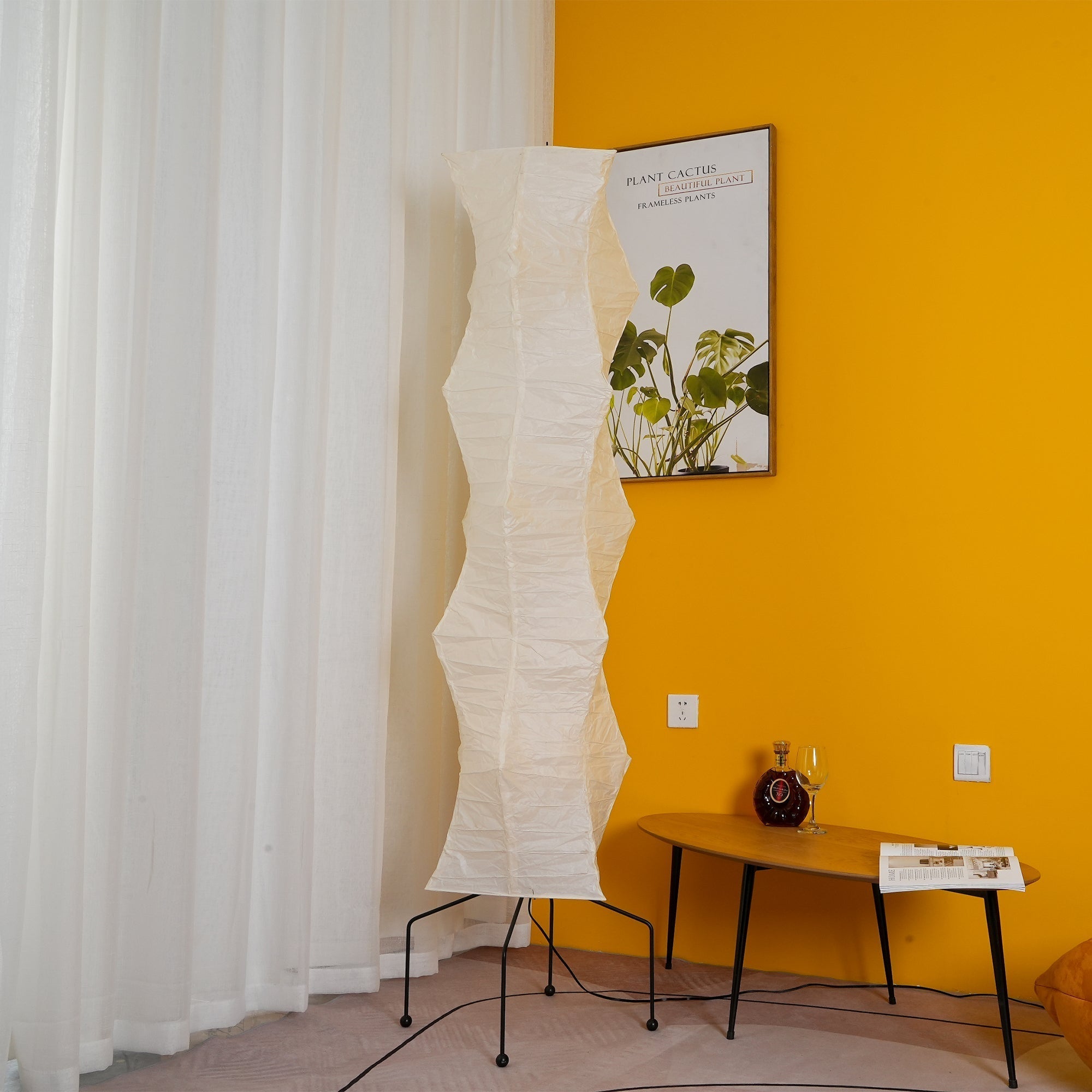 Akari Floor Lamp 47 in Mulberry Paper White Indoor Ambient Lighting Decorative Sculpture | Thomler