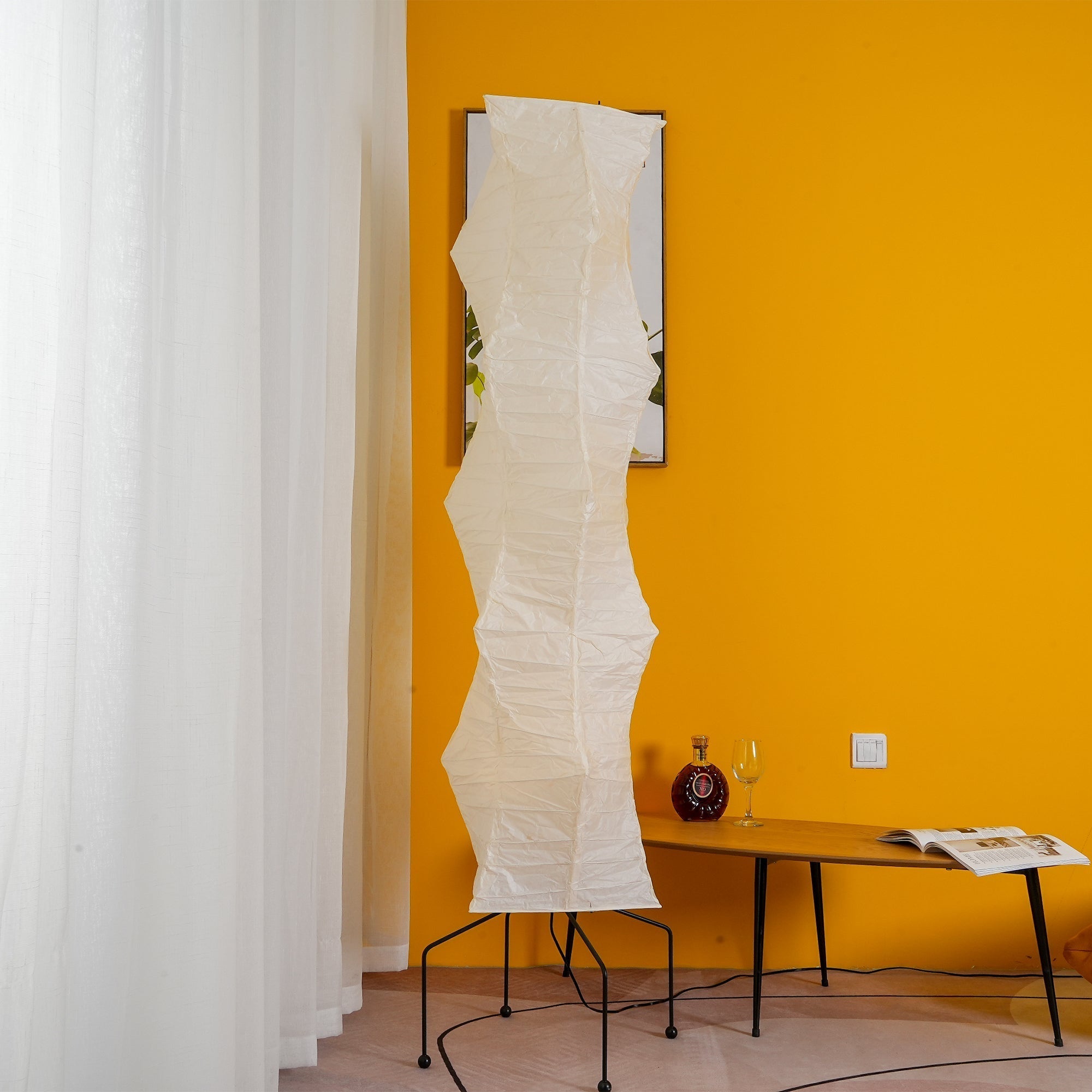 Akari Floor Lamp 47 in Mulberry Paper White Indoor Ambient Lighting Decorative Sculpture | Thomler