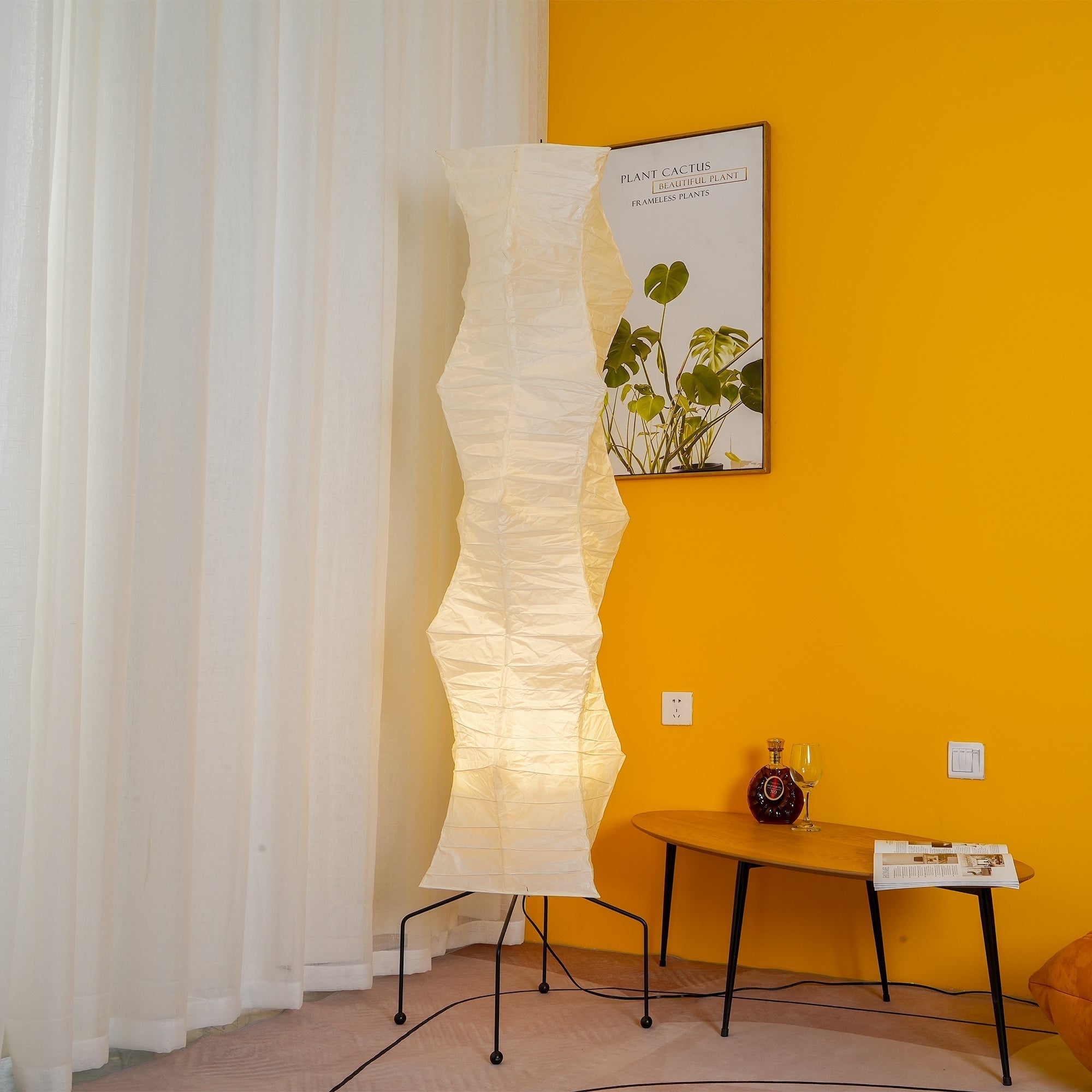 Akari Floor Lamp 47 in Mulberry Paper White Indoor Ambient Lighting Decorative Sculpture | Thomler