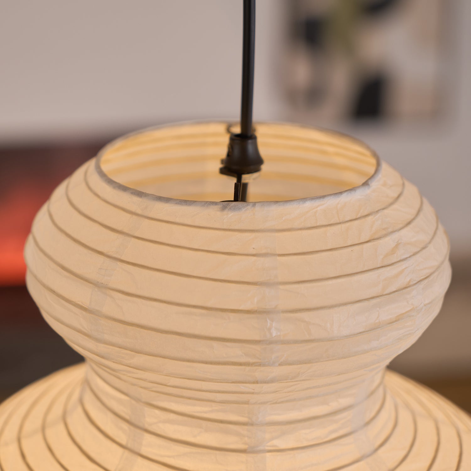 Pendant Light Rice Paper 18.5 in White Dining Room Hanging Ceiling Lamp Adjustable Cord Minimalist Japanese Style | Thomler