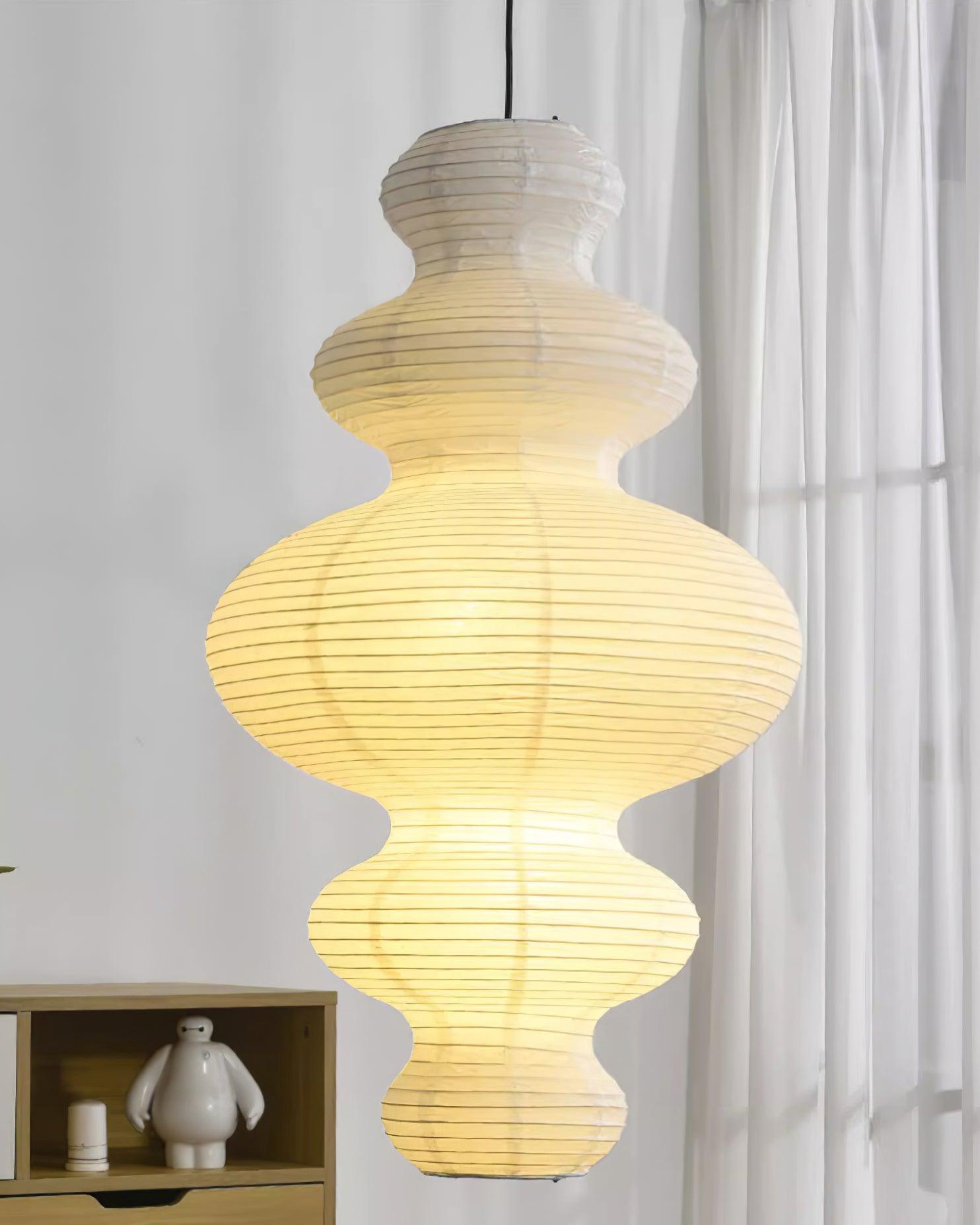 Pendant Light Rice Paper 18.5 in White Dining Room Hanging Ceiling Lamp Adjustable Cord Minimalist Japanese Style | Thomler