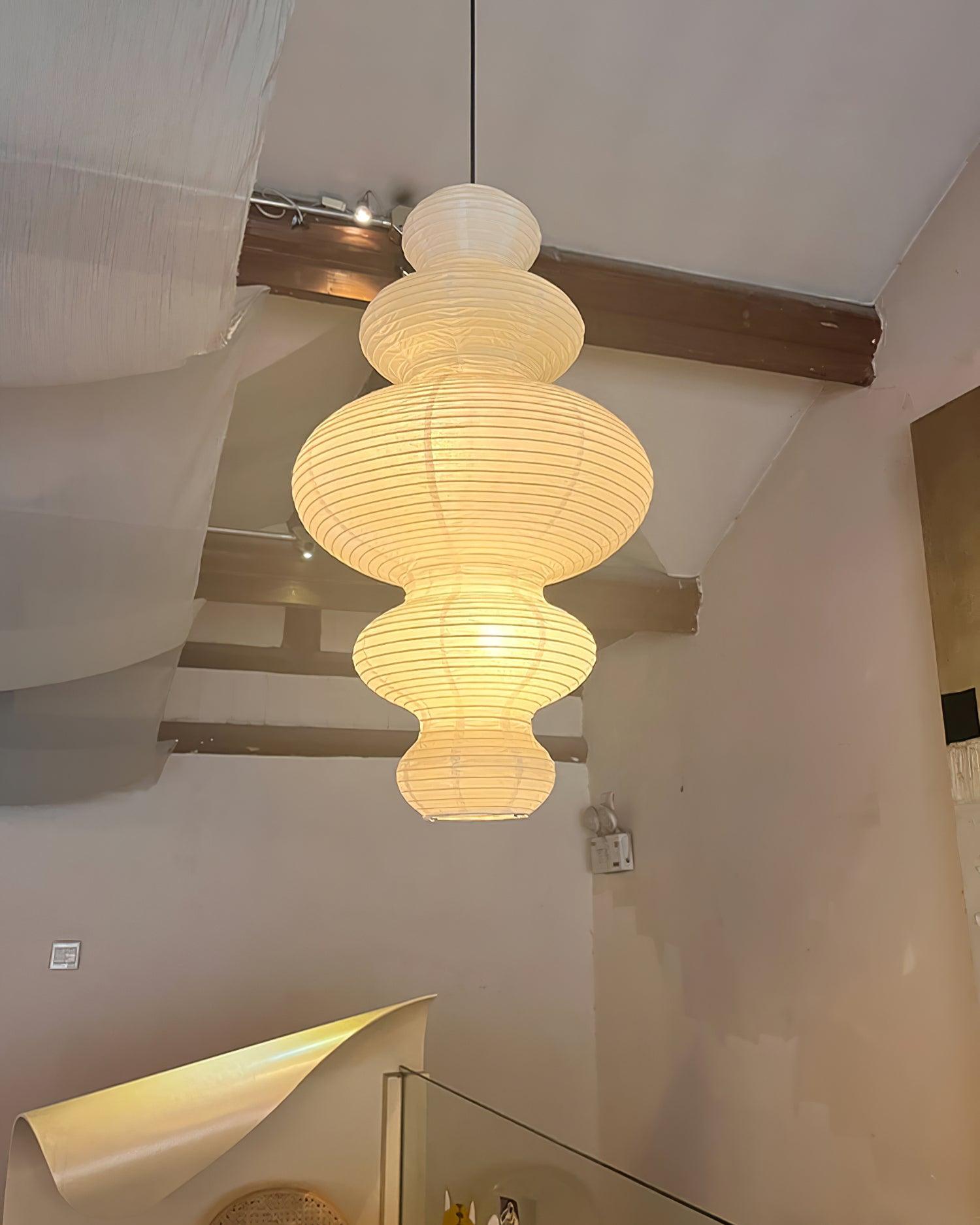Pendant Light Rice Paper 18.5 in White Dining Room Hanging Ceiling Lamp Adjustable Cord Minimalist Japanese Style | Thomler