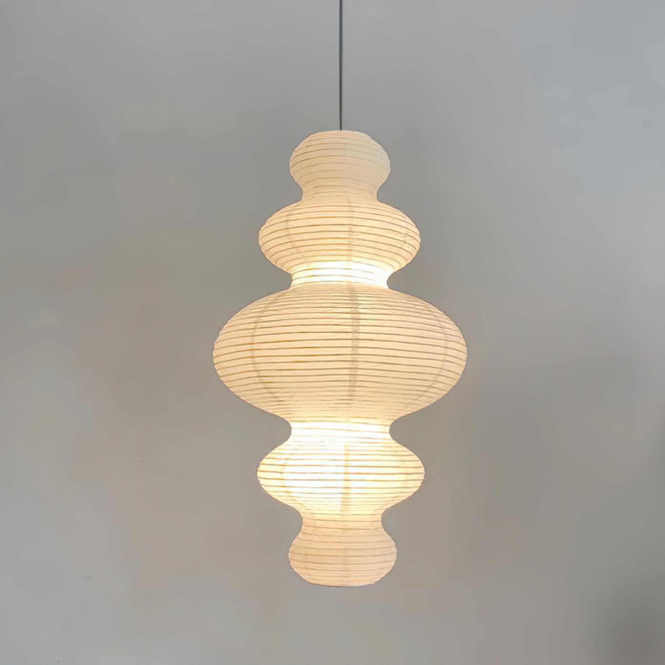 Pendant Light Rice Paper 18.5 in x 32.2 in White Dining Room Kitchen Island Hanging Lamp Sculptural Modern Minimalist | Thomler