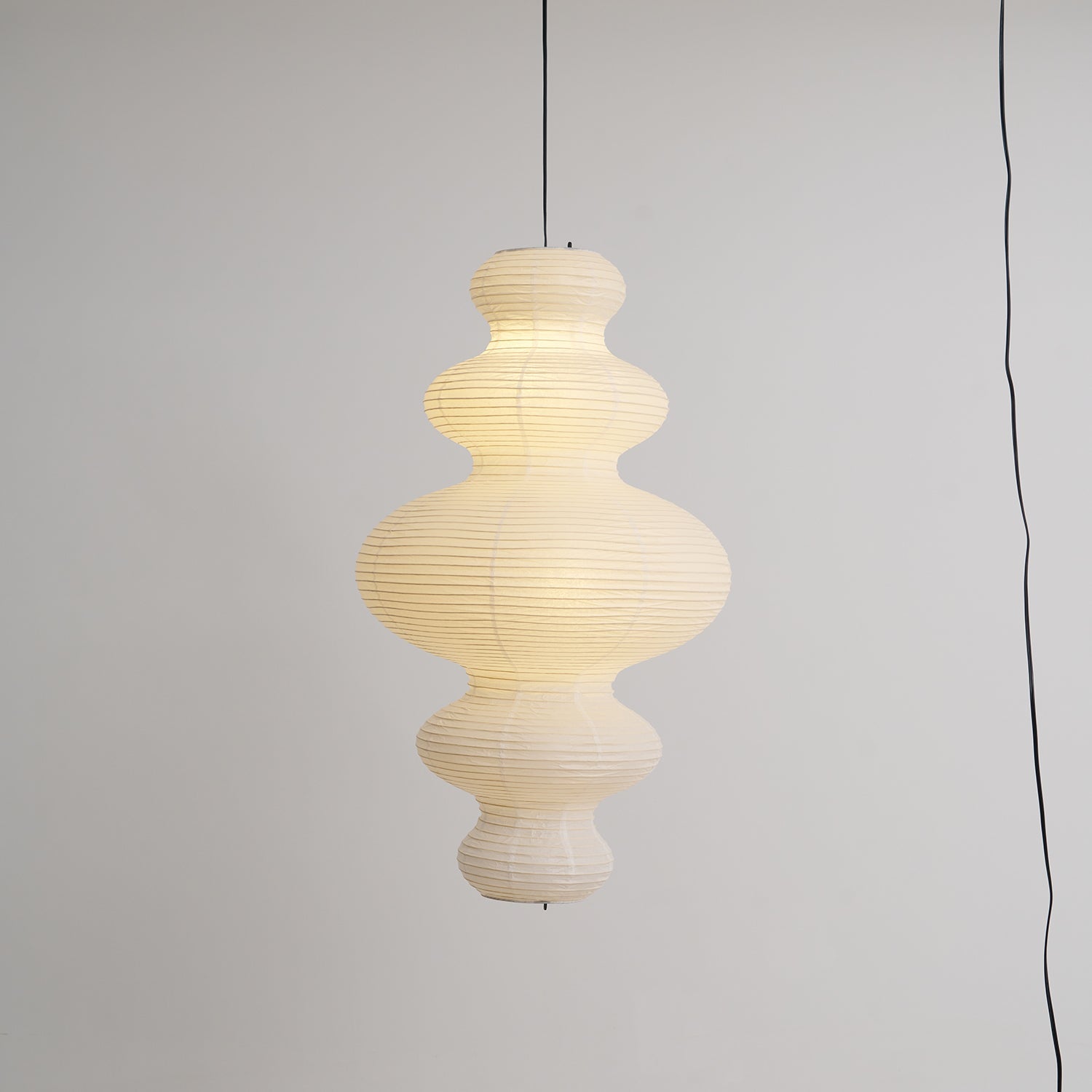 Pendant Light Rice Paper 18.5 in x 32.2 in White Dining Room Kitchen Island Hanging Lamp Sculptural Modern Minimalist | Thomler